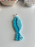 Pony Bead Blue Fish keychain