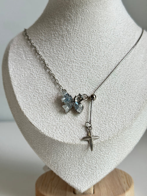 Celeste Butterfly Drop Necklace – Silver
