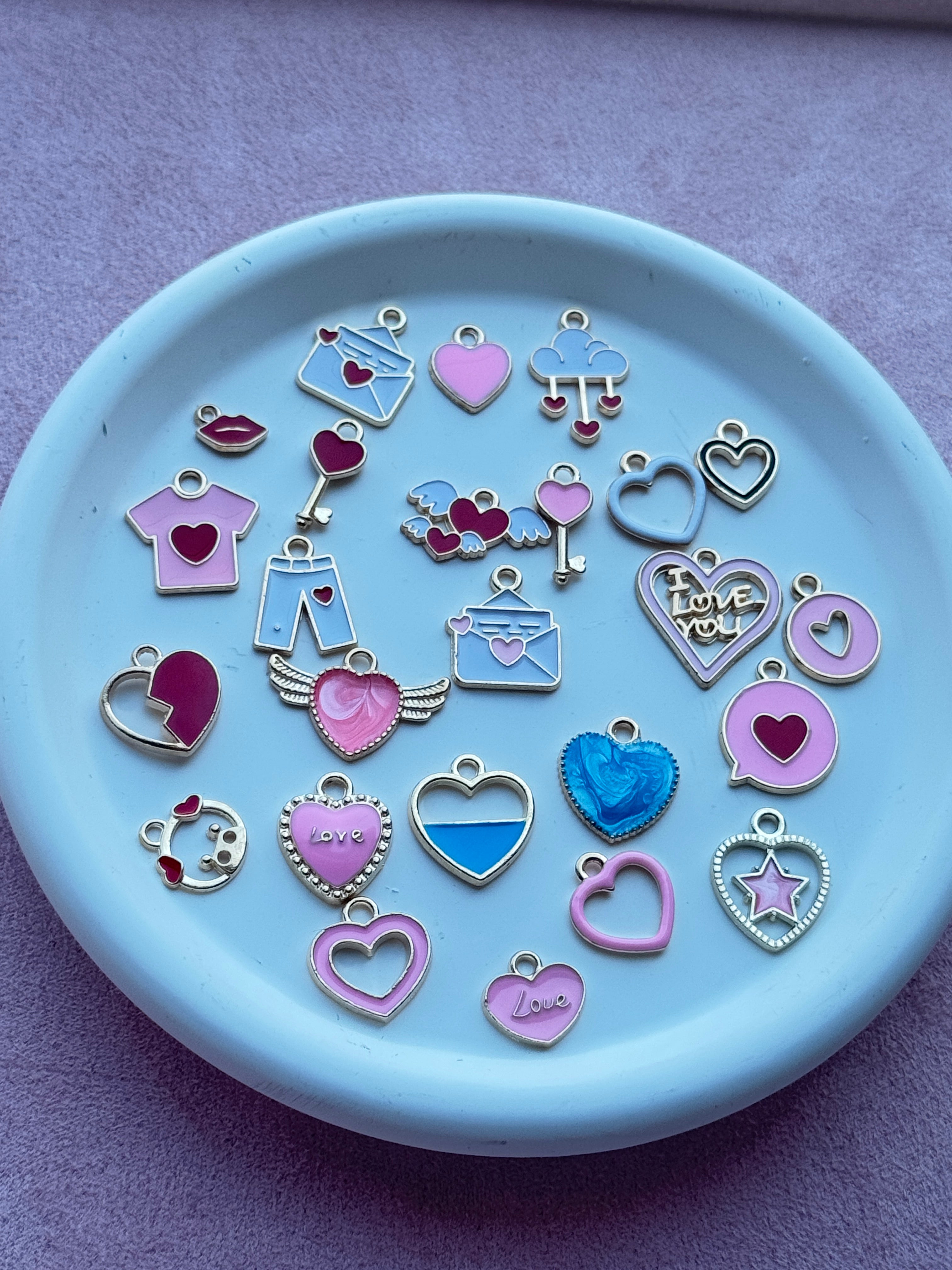 Love Enamel Charms Mix 26 piece