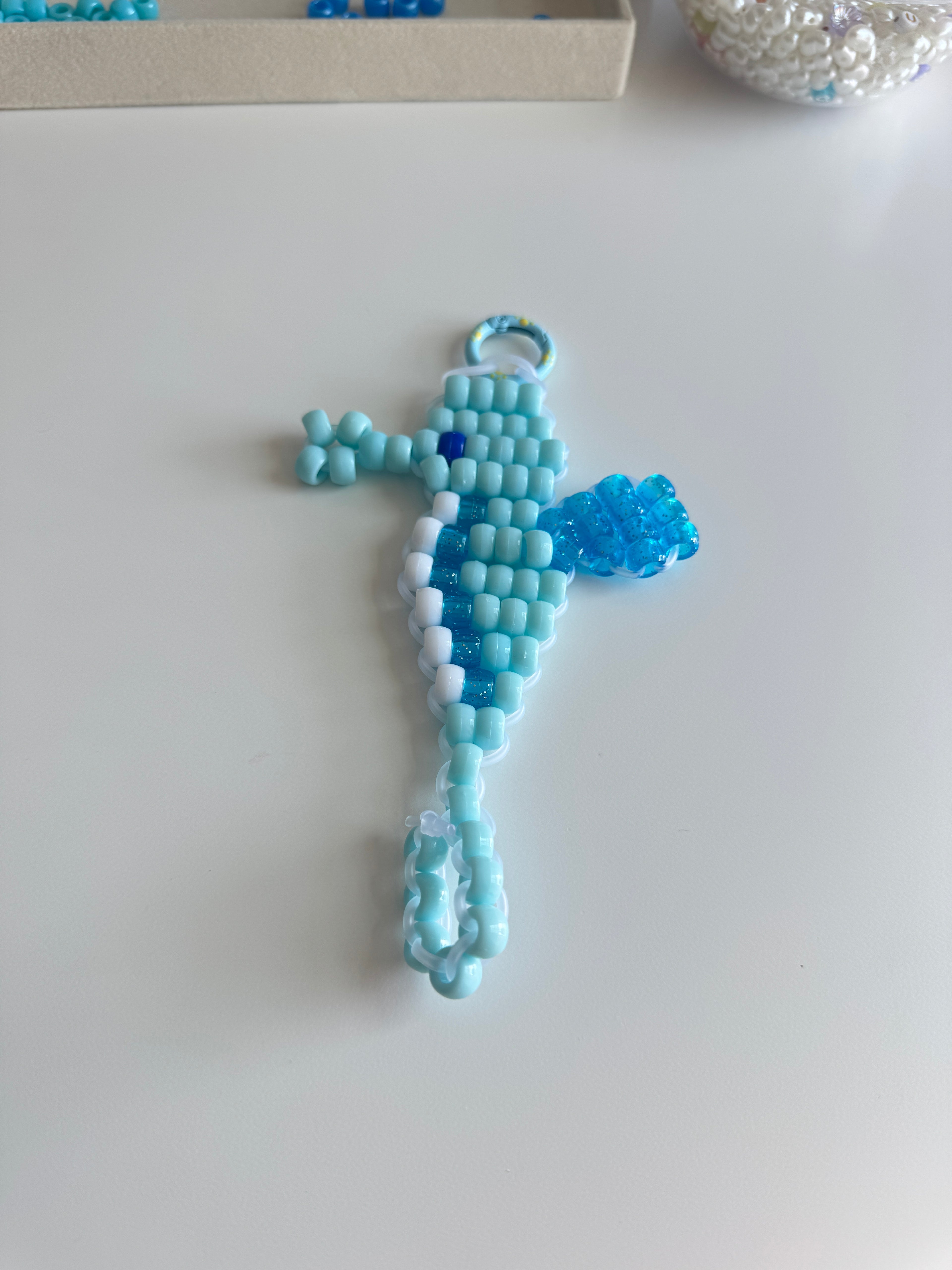 Pony Bead Sea Horse keychain