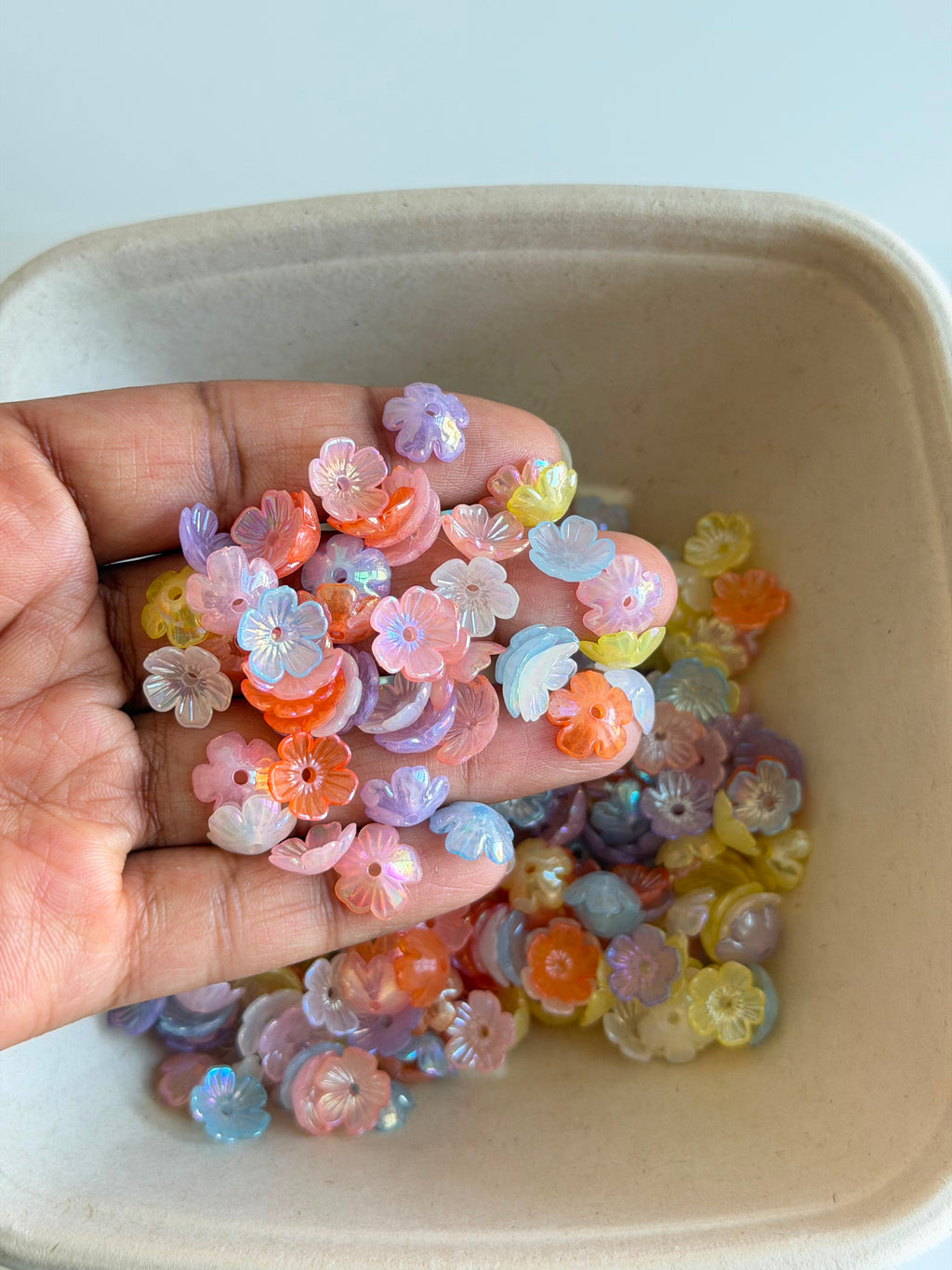 Pastel Iridescent Flower Spacer Beads Mix