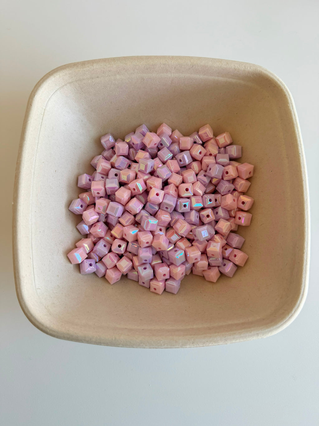 Pastel Cube Iridescent Acrylic Beads