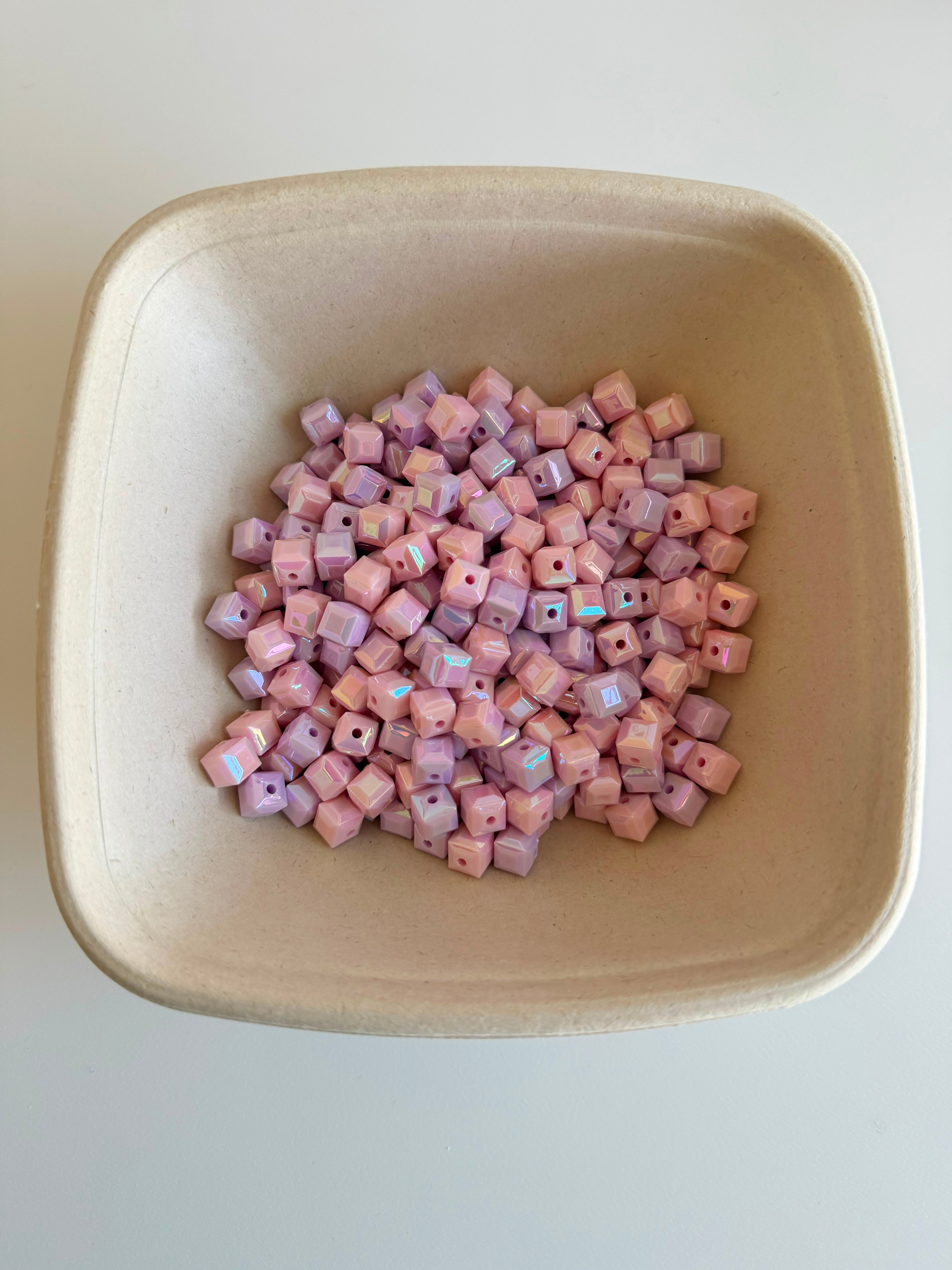Pastel Cube Iridescent Acrylic Beads