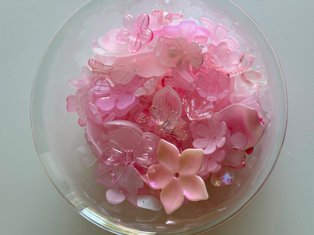 Pink Floral & Butterfly Acrylic Bead