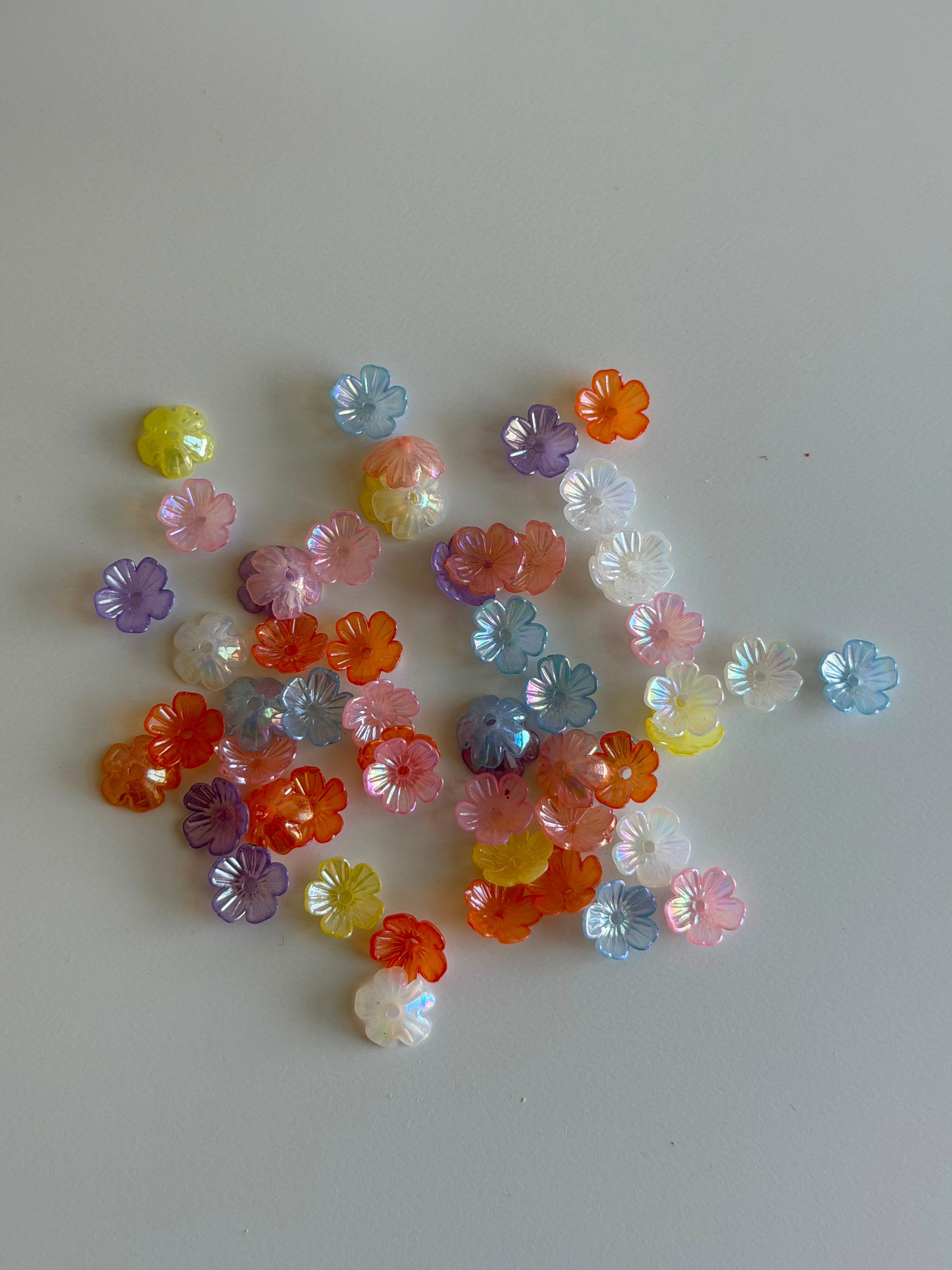Pastel Iridescent Flower Spacer Beads Mix