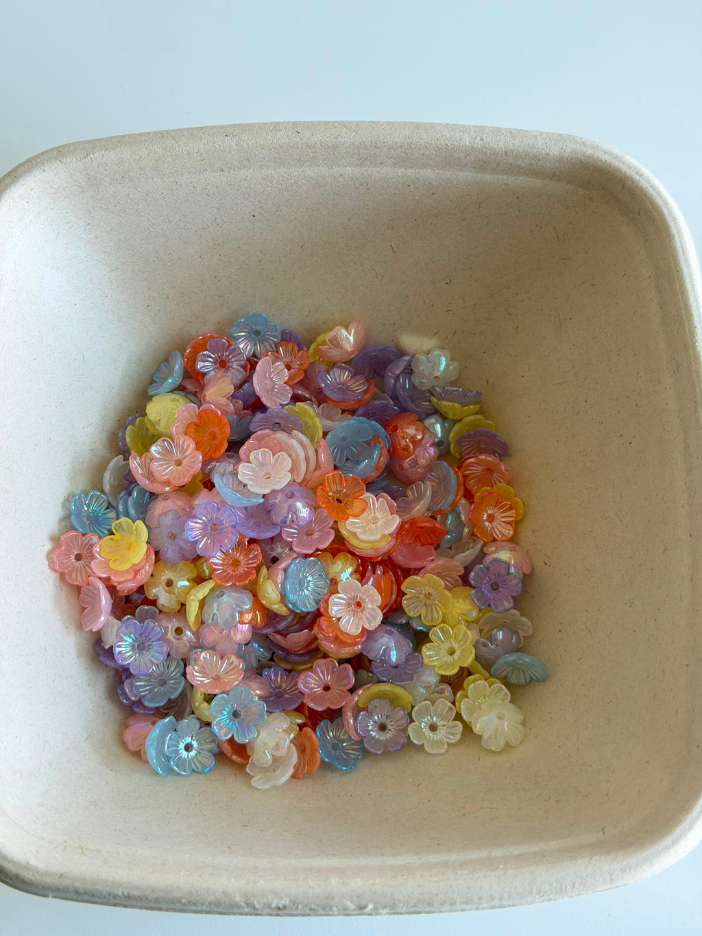 Pastel Iridescent Flower Spacer Beads Mix