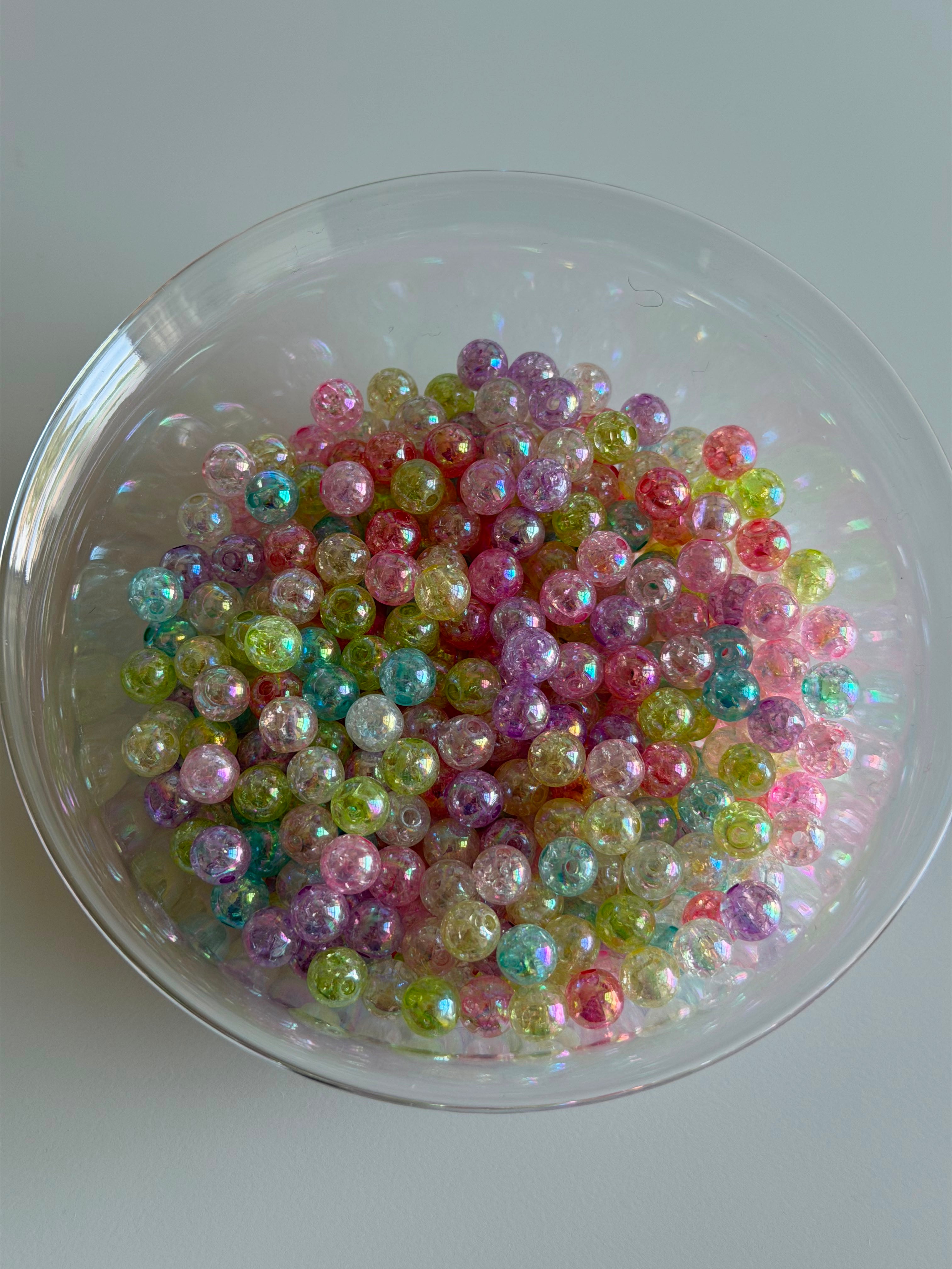 Pastel Crackle Glass Beads Mix