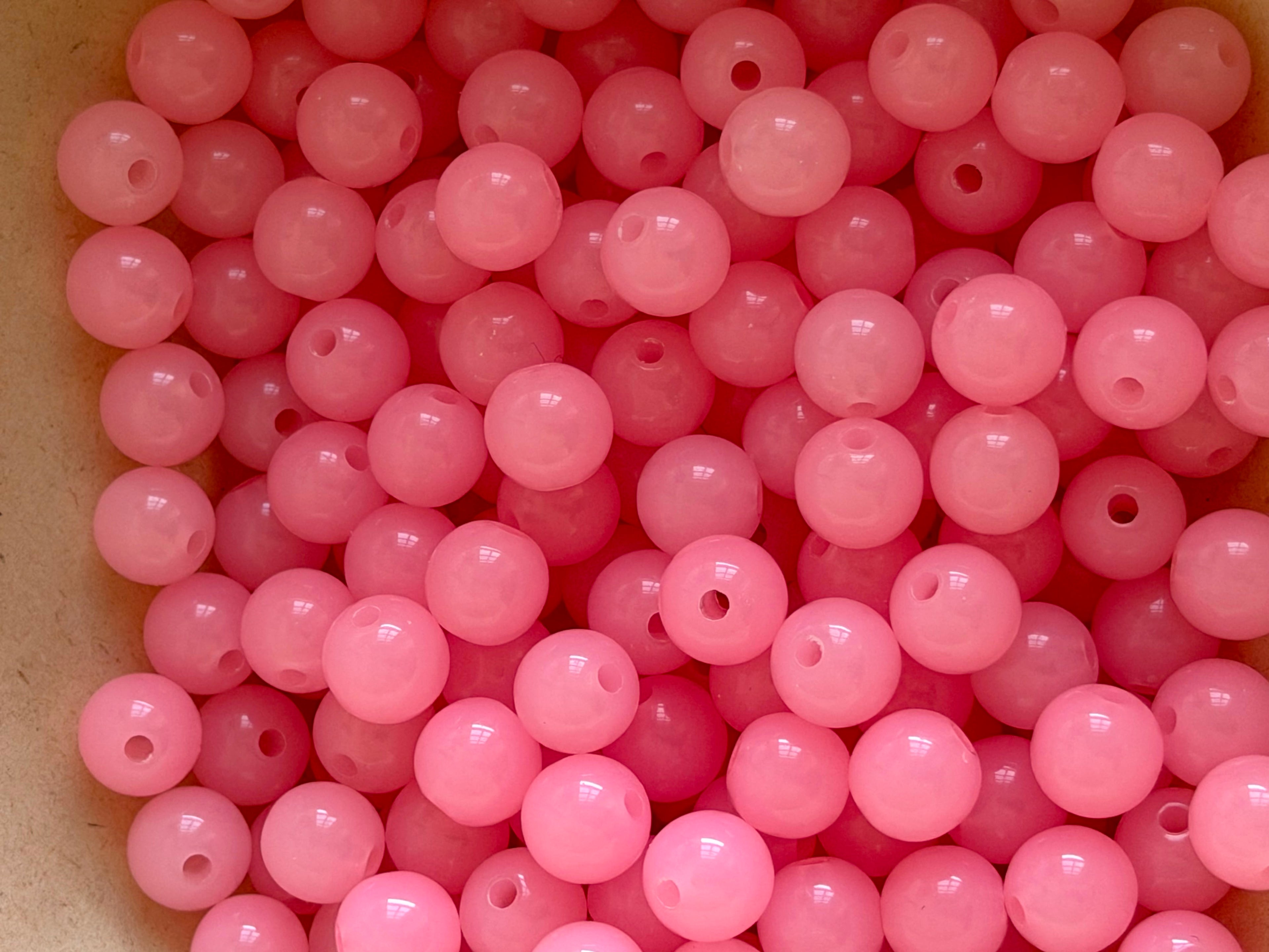 Bubblegum Pink Round Acrylic Beads