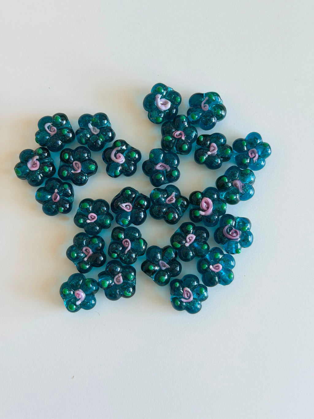 Midnight Bloom Glass Flower Beads