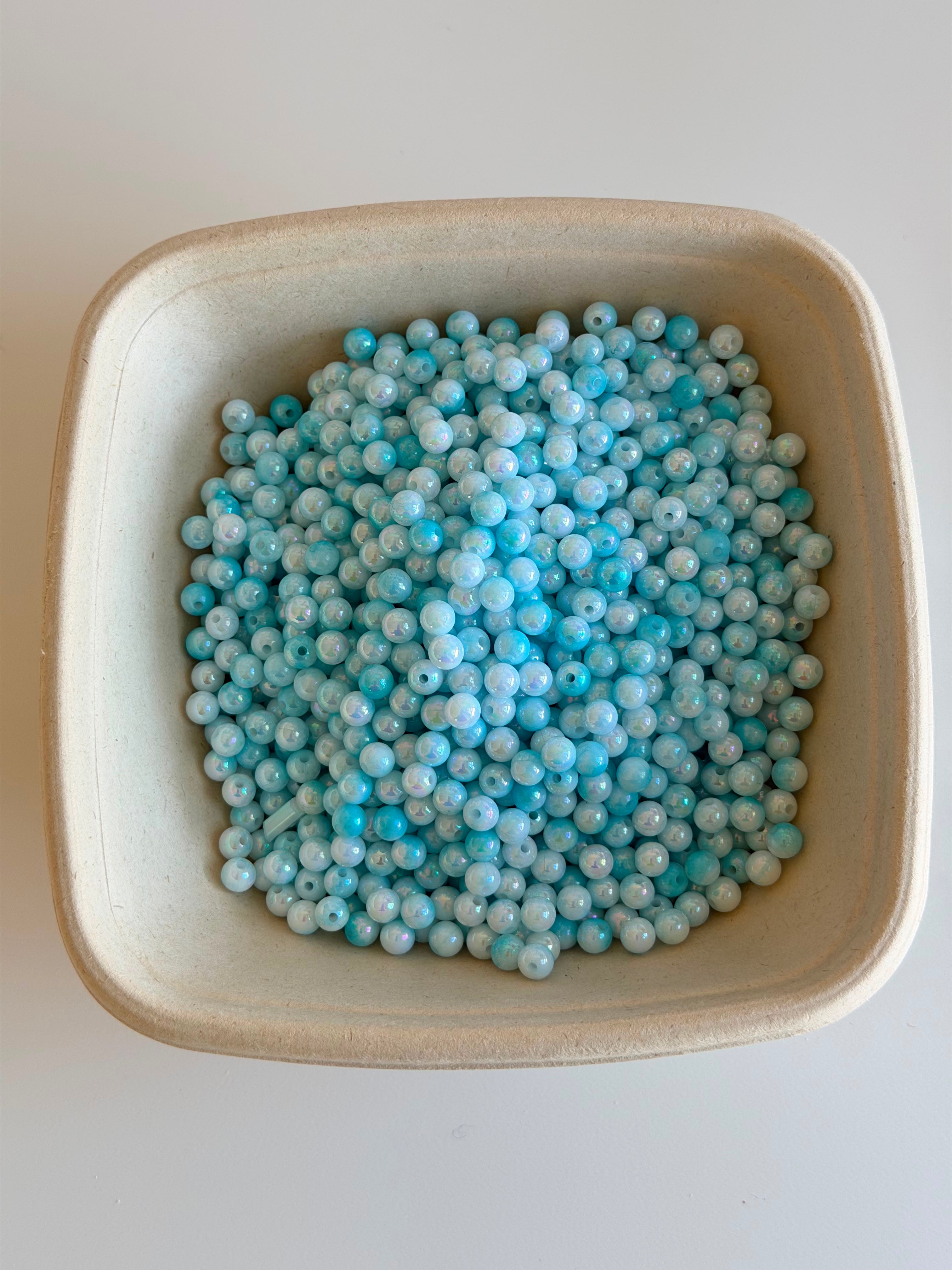 Frosted Sky Blue Pearl Beads