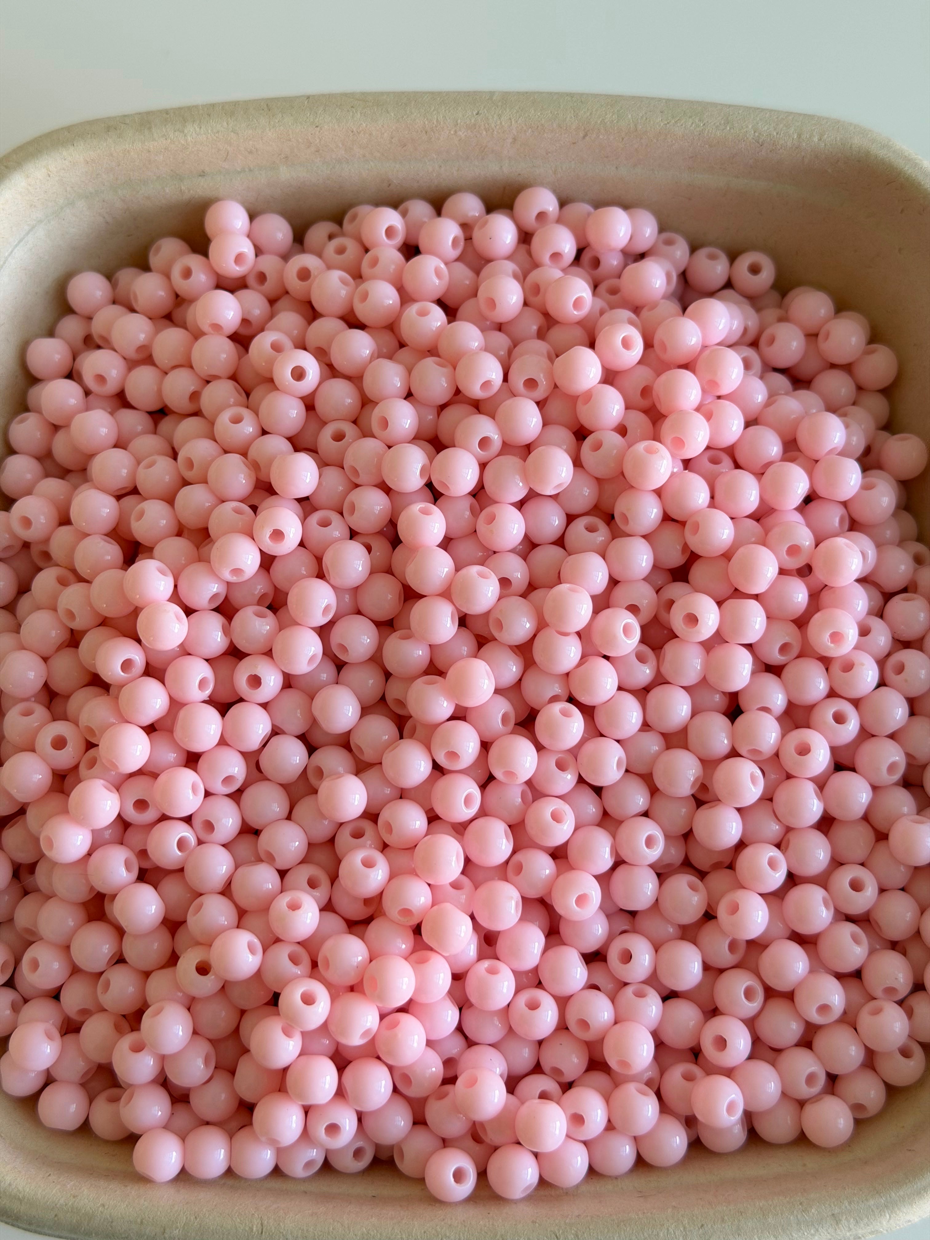 Baby Pink Round Acrylic Beads
