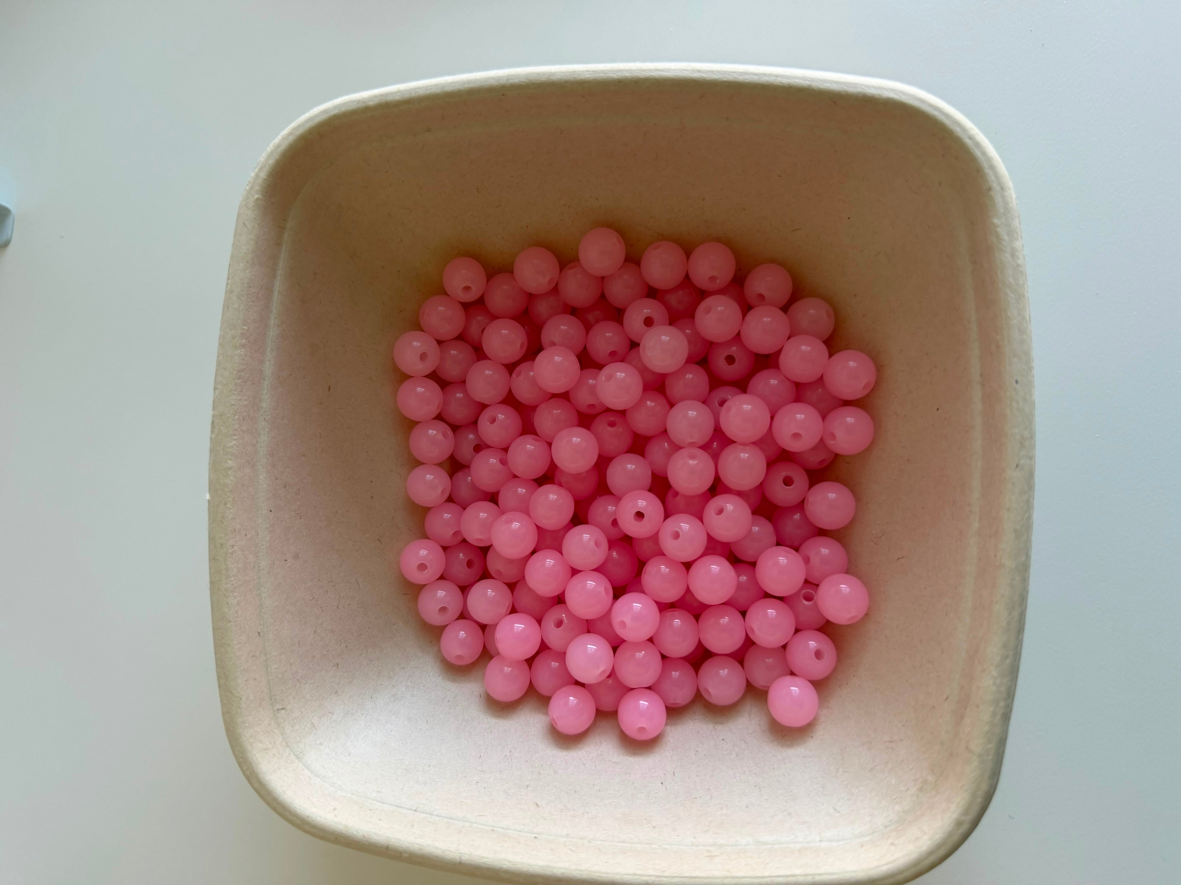 Bubblegum Pink Round Acrylic Beads