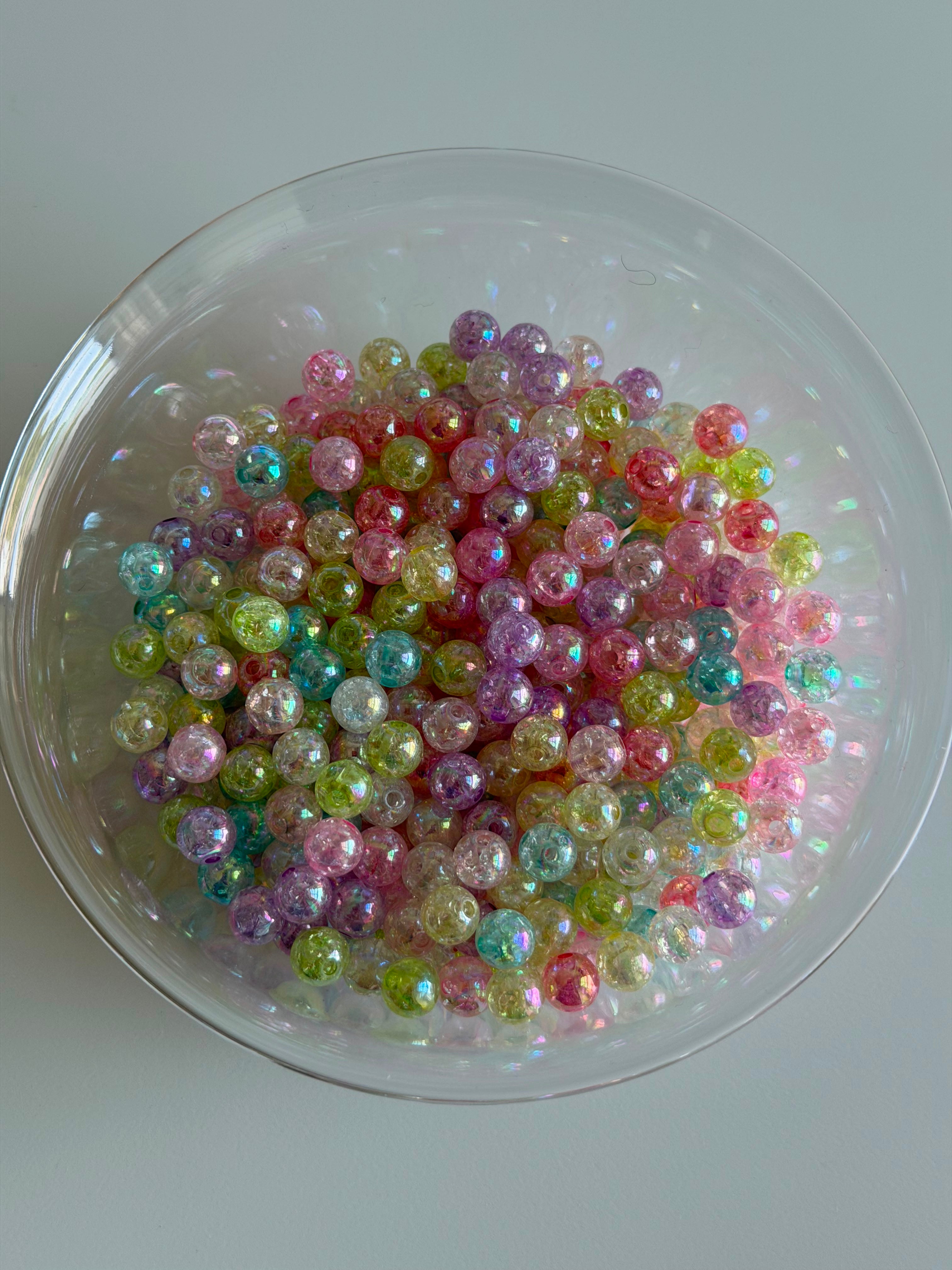 Pastel Crackle Glass Beads Mix
