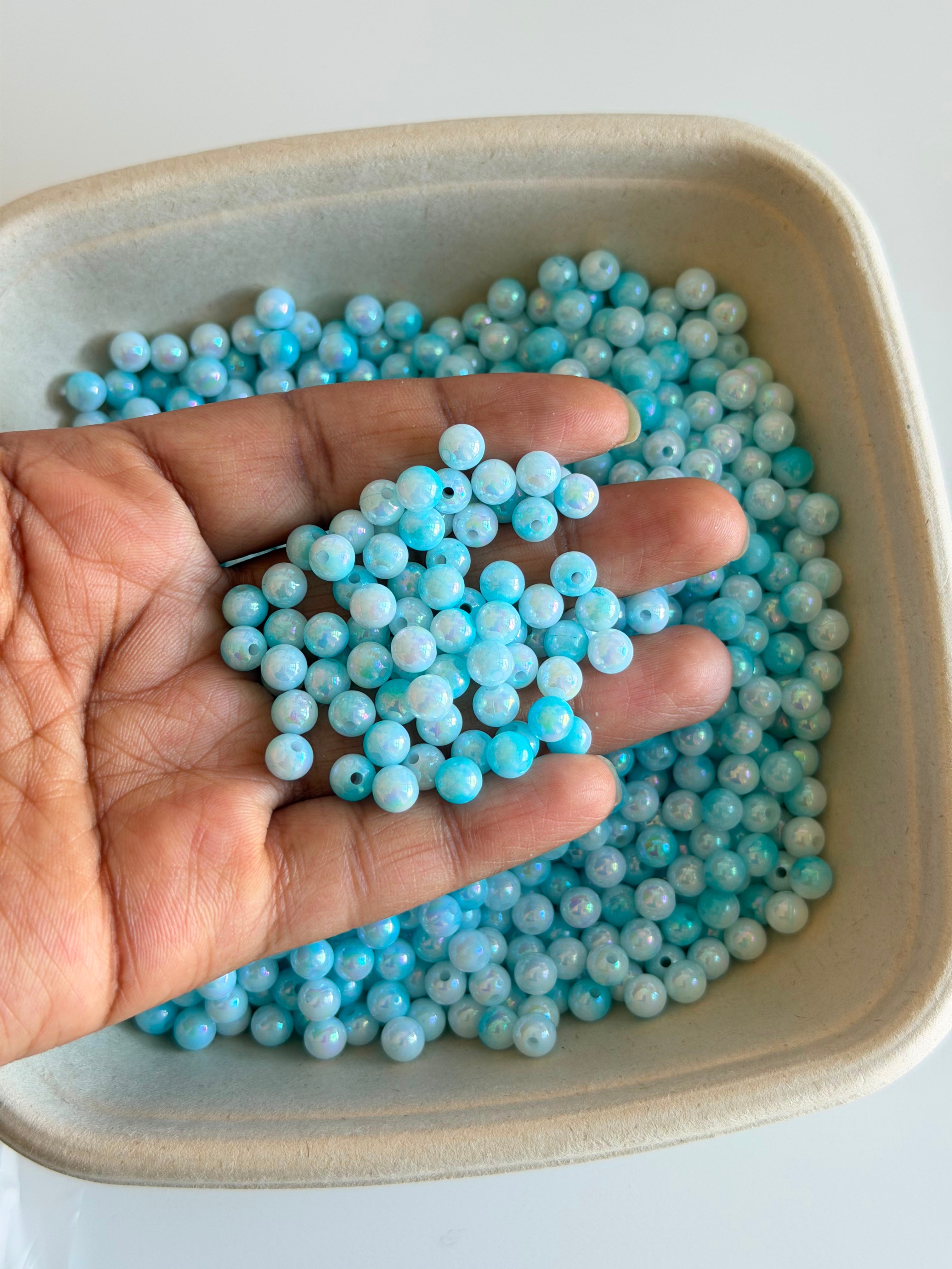 Frosted Sky Blue Pearl Beads