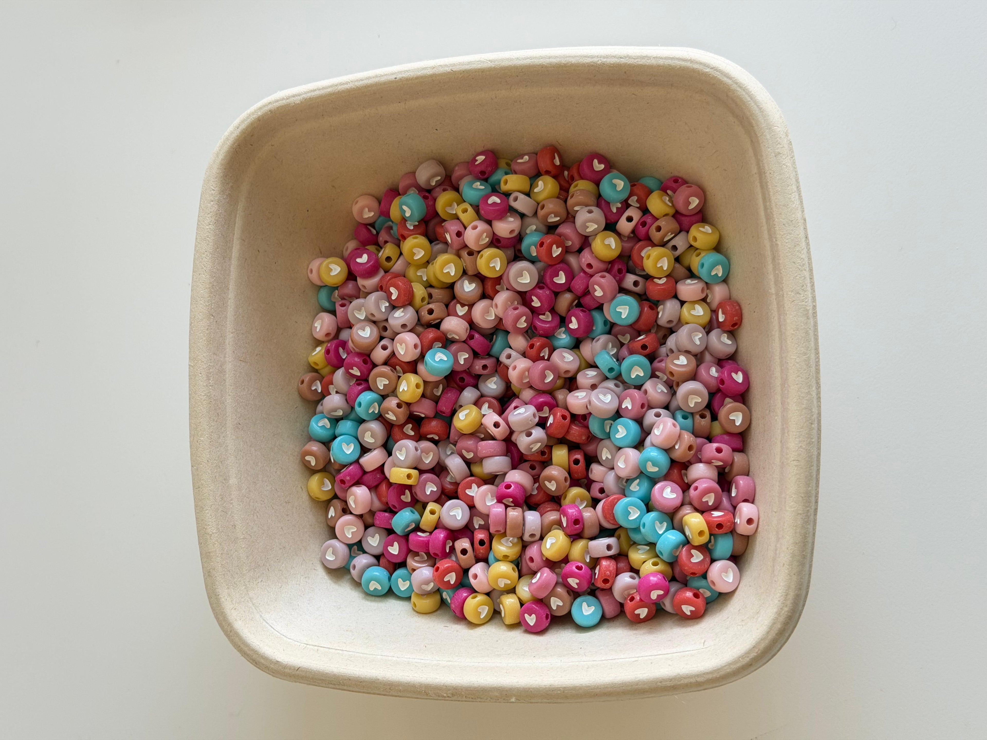 Pastel Heart Beads-Mixed Colors.