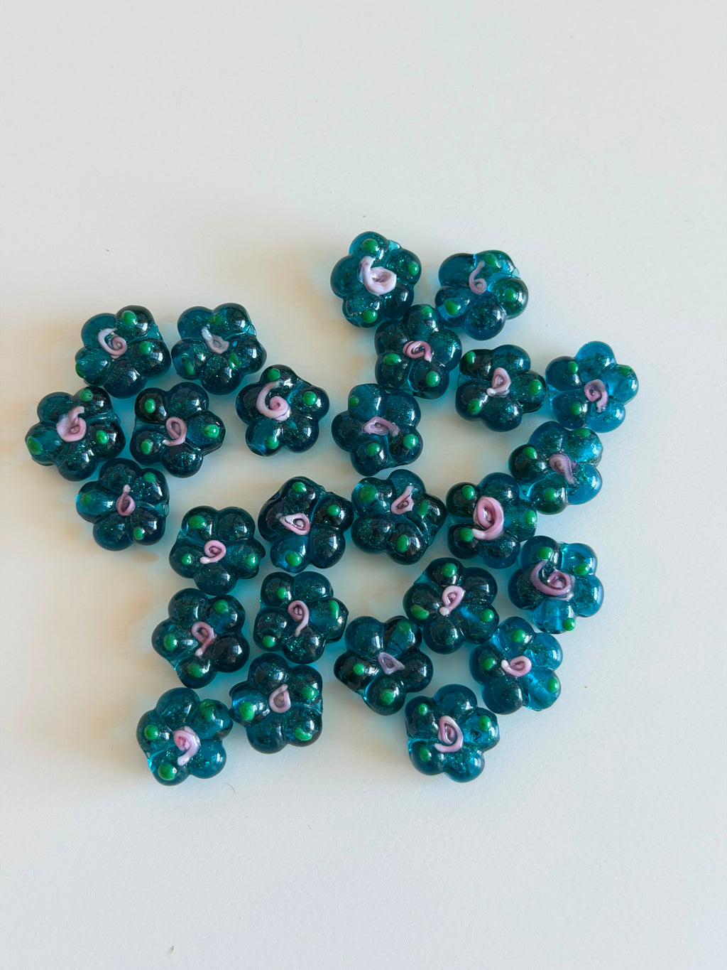 Midnight Bloom Glass Flower Beads