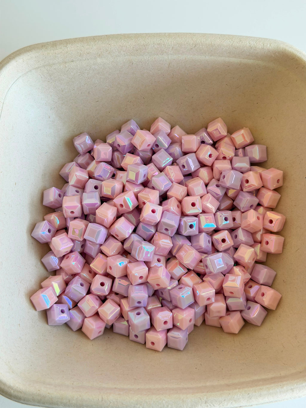 Pastel Cube Iridescent Acrylic Beads