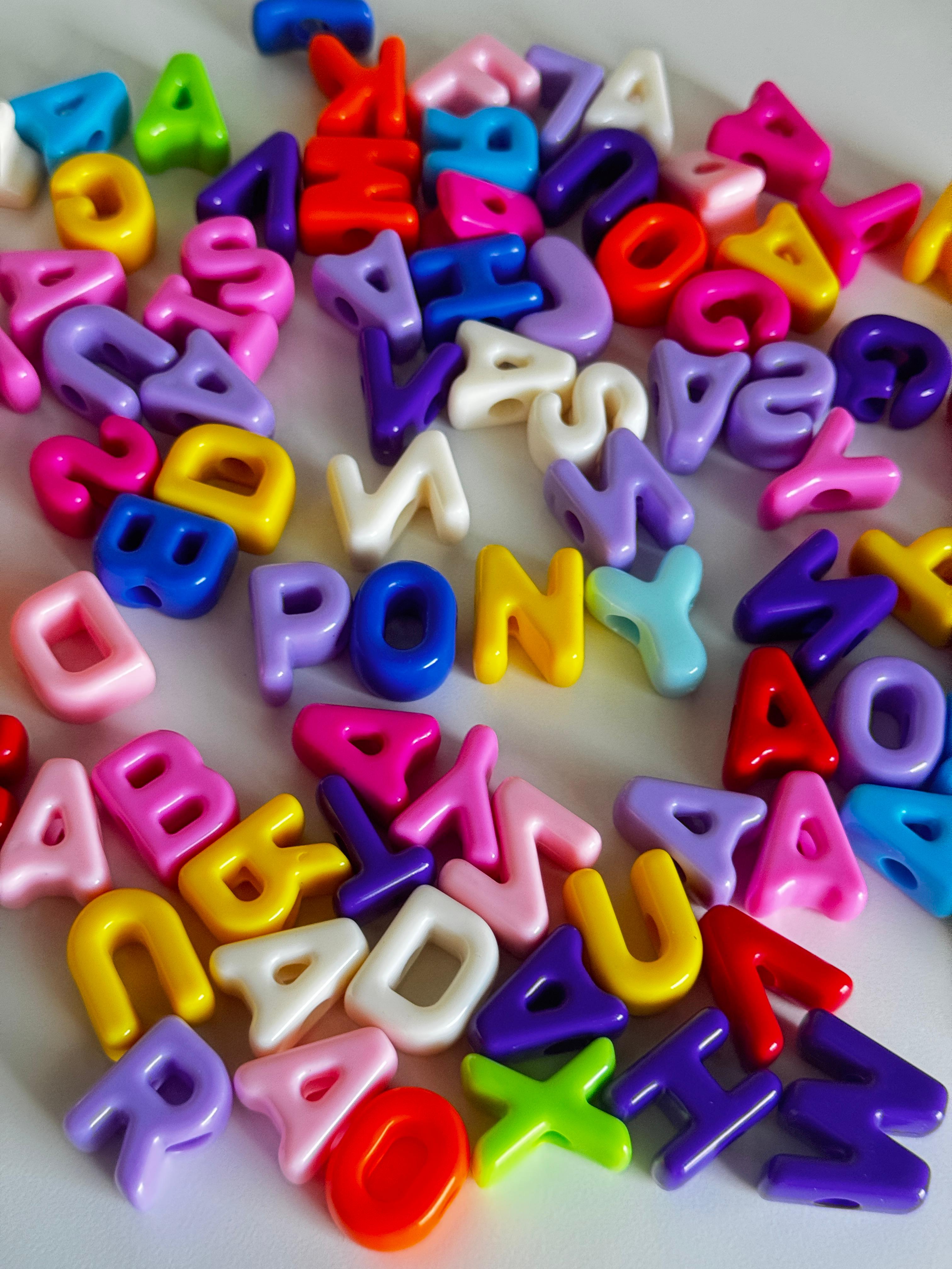 Colorful Alphabets Letter Acrylic Beads.