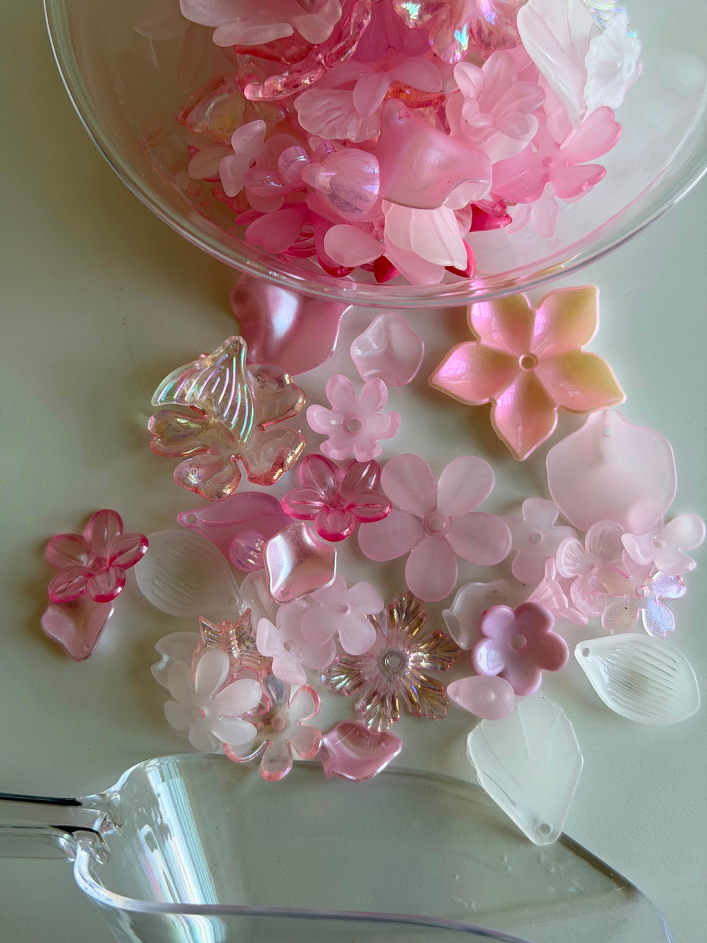 Pink Floral & Butterfly Acrylic Bead
