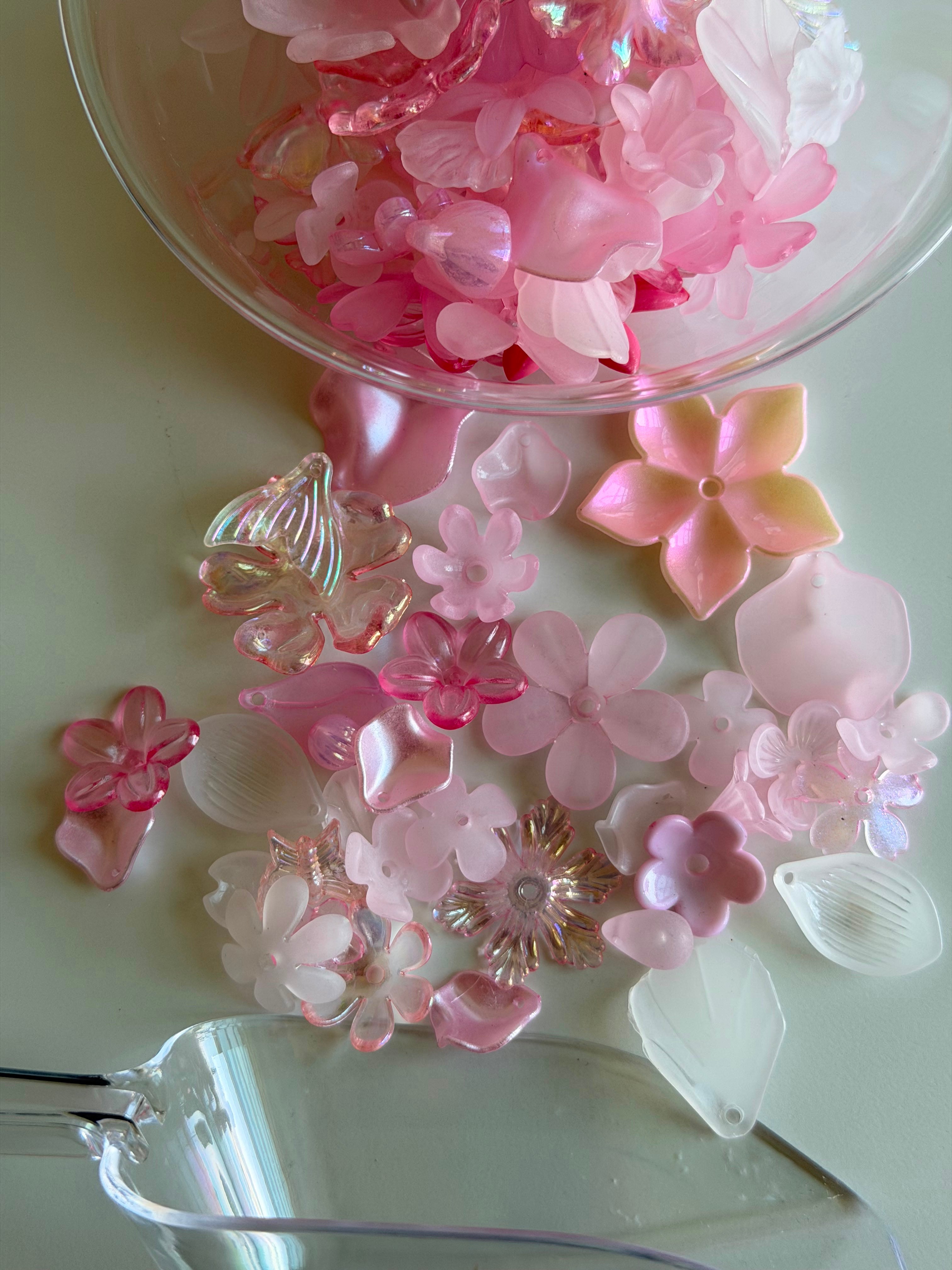 Pink Floral & Butterfly Acrylic Bead