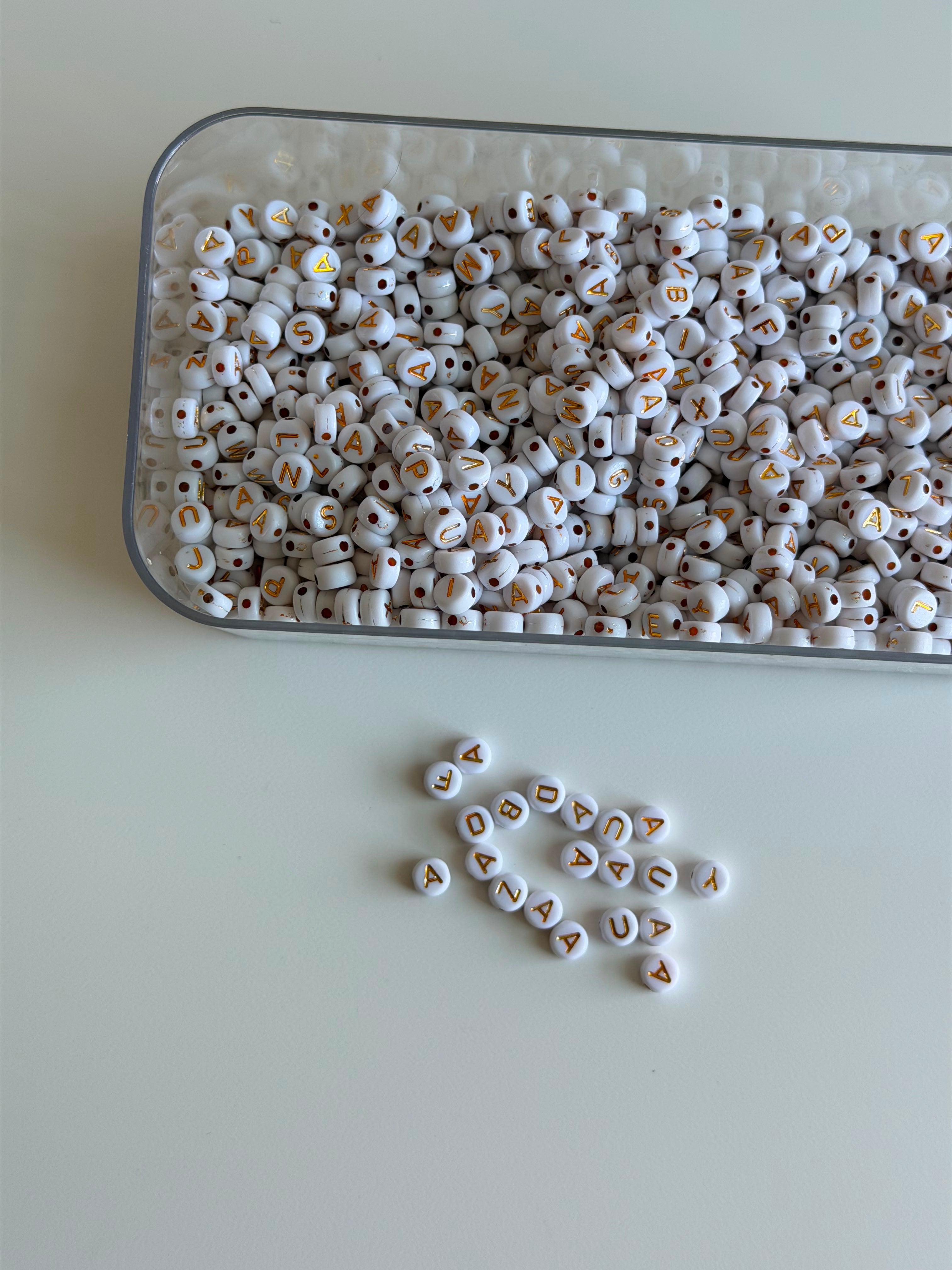 Gold Letter Alphabet Beads