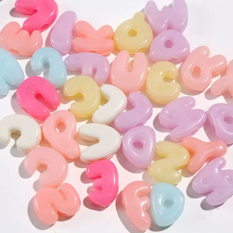 Pastel Alphabets Acrylic Beads.
