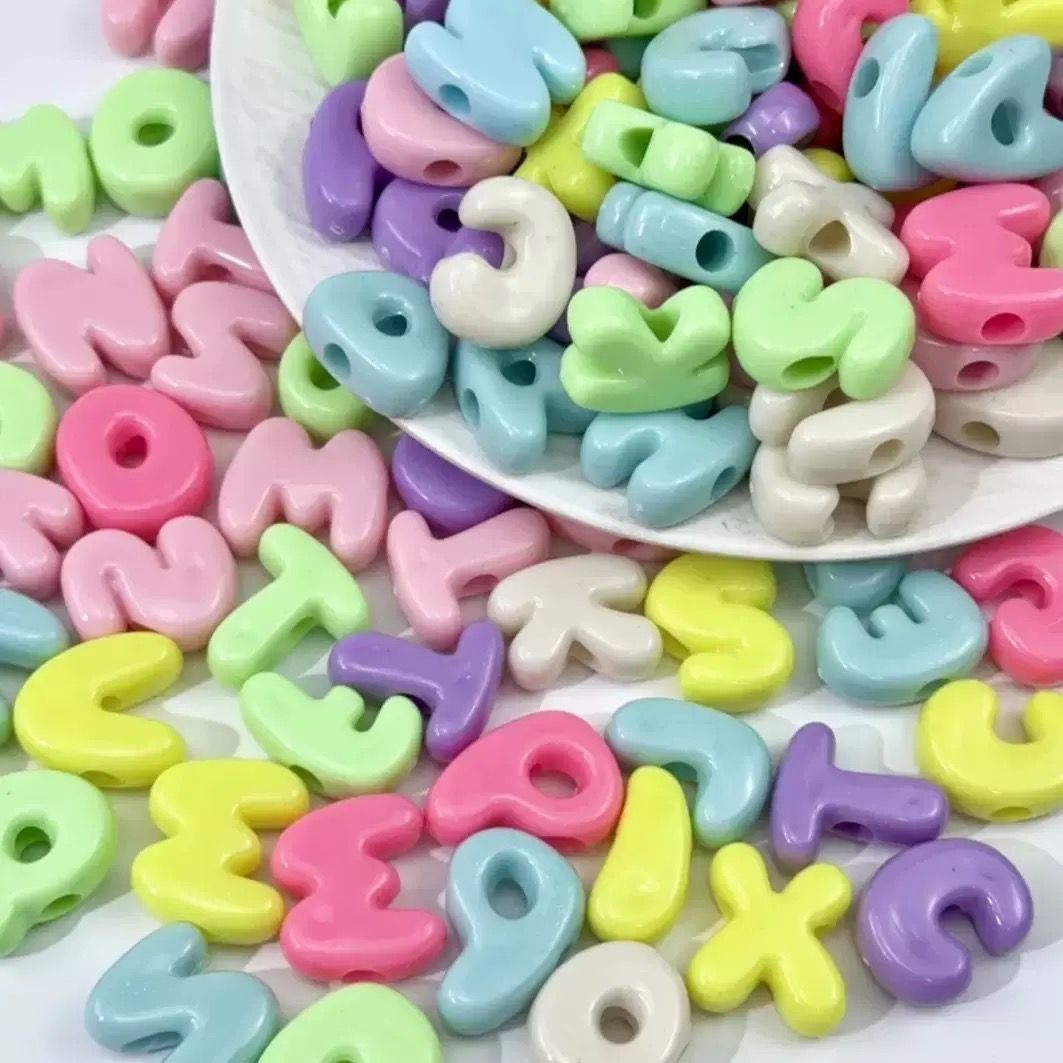 Pastel Alphabets Acrylic Beads.