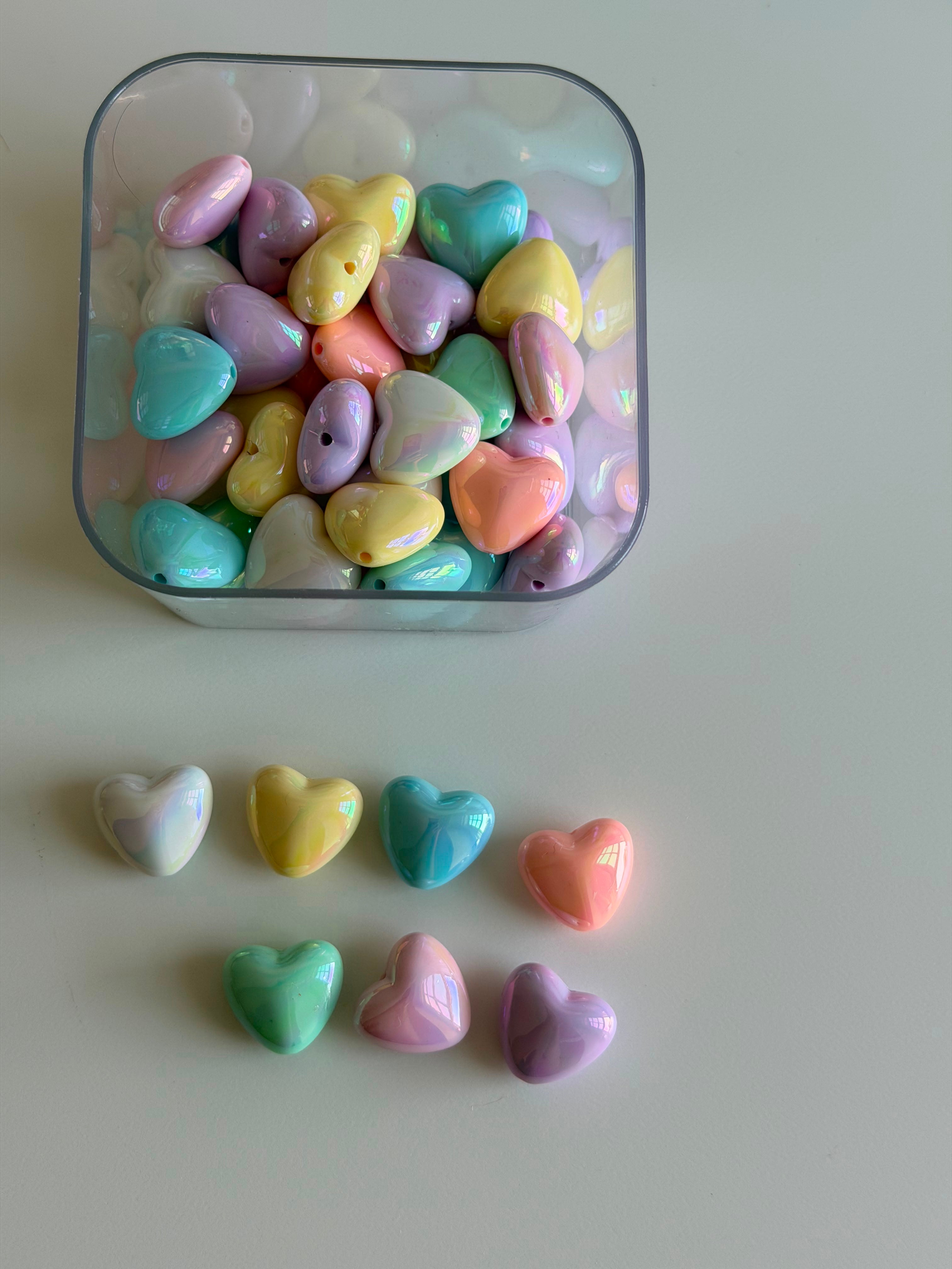 Pastel Puffy Heart Beads
