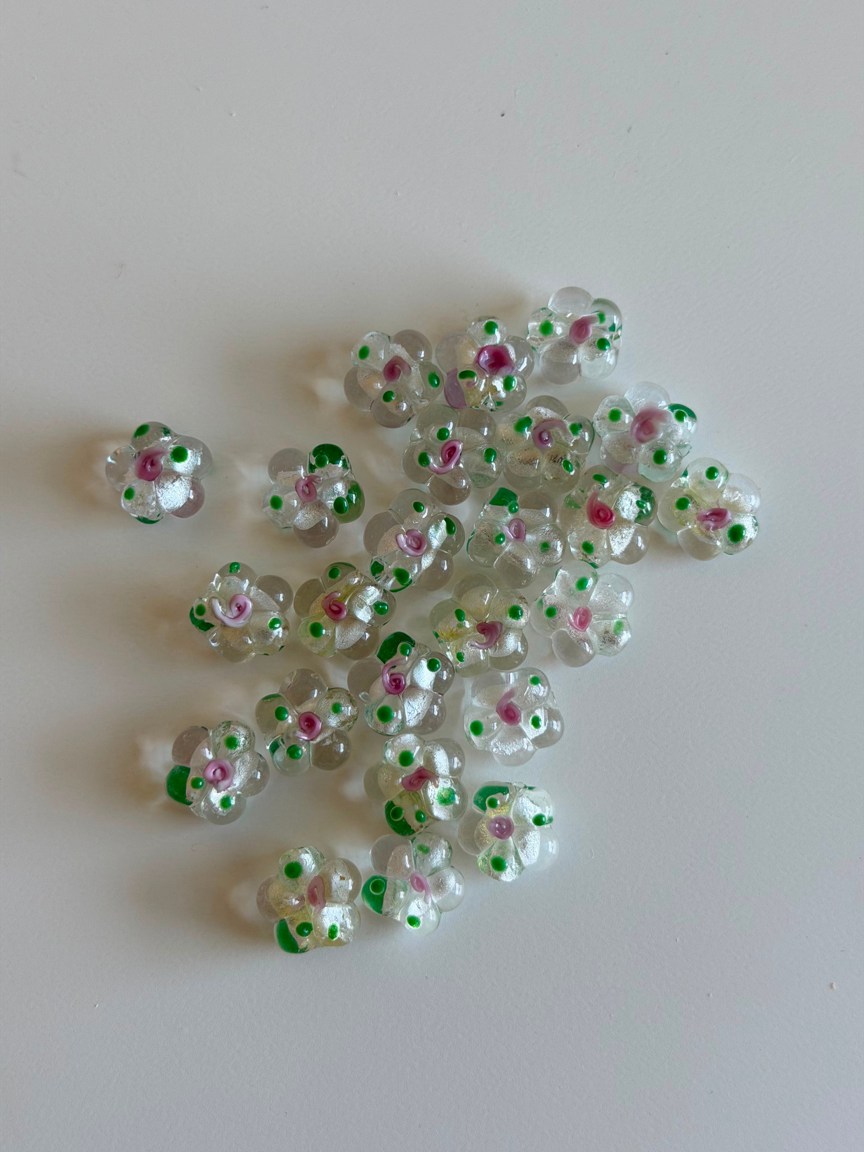 Clear Floral Glass Beads