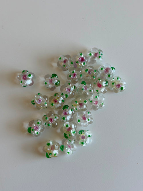 Clear Floral Glass Beads