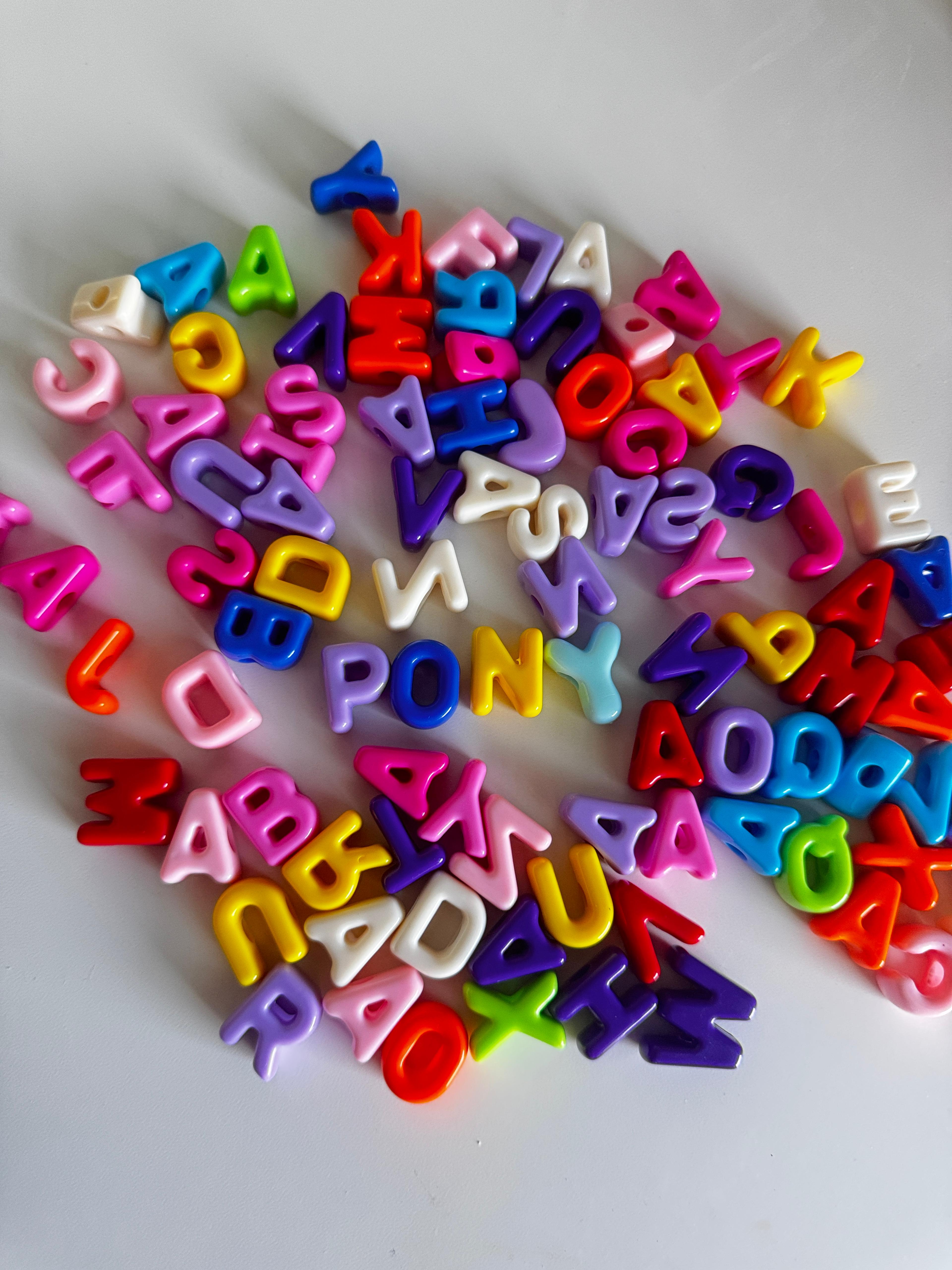 Colorful Alphabets Letter Acrylic Beads.