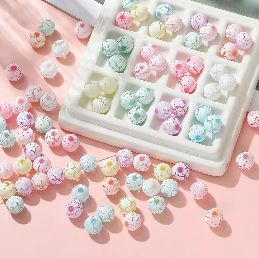 Pastel Crackle Acrylic Beads