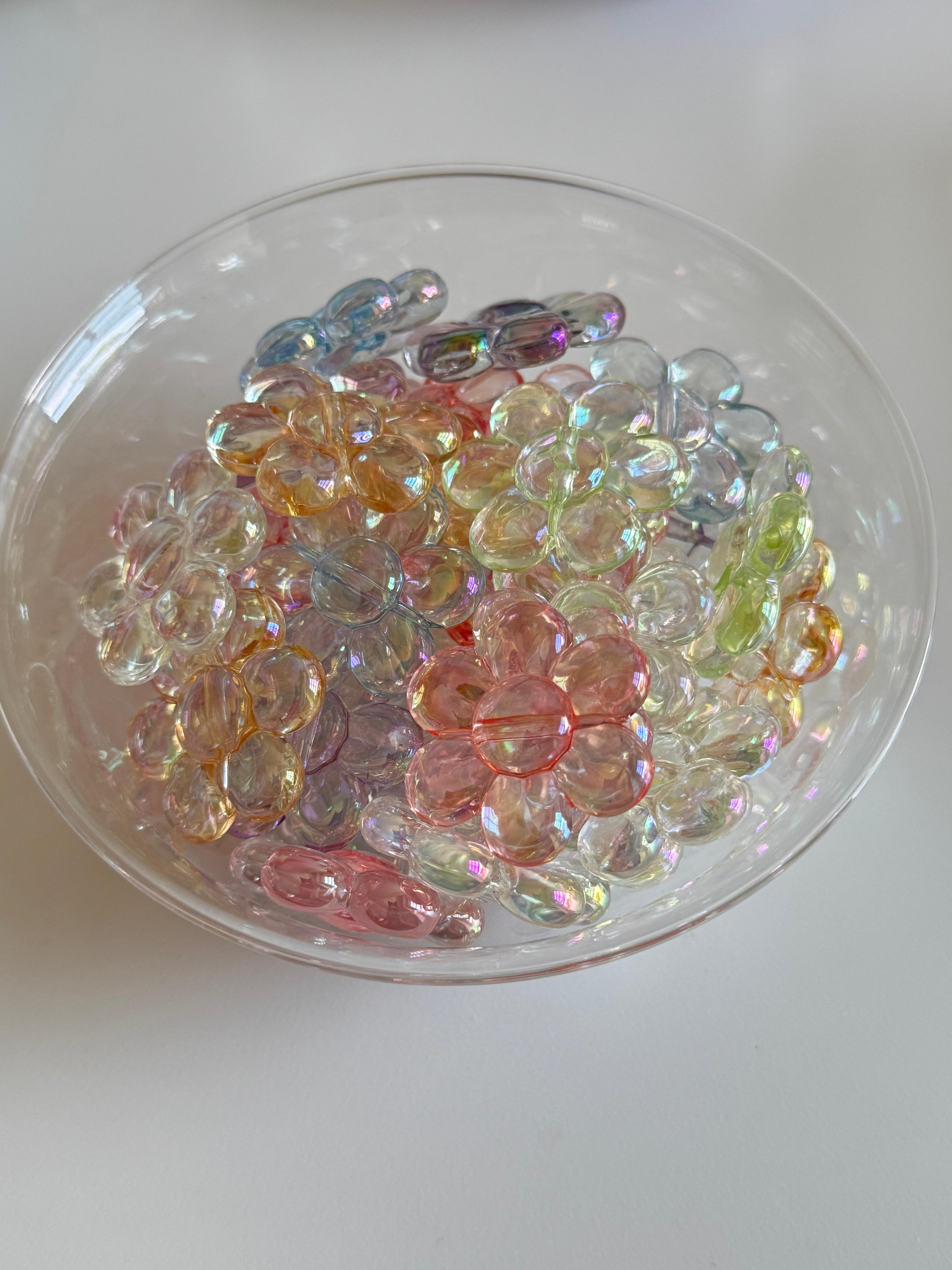Iridescent Flower Acrylic Beads.