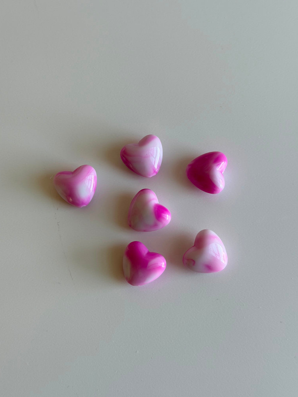 Pink Marble Heart Beads