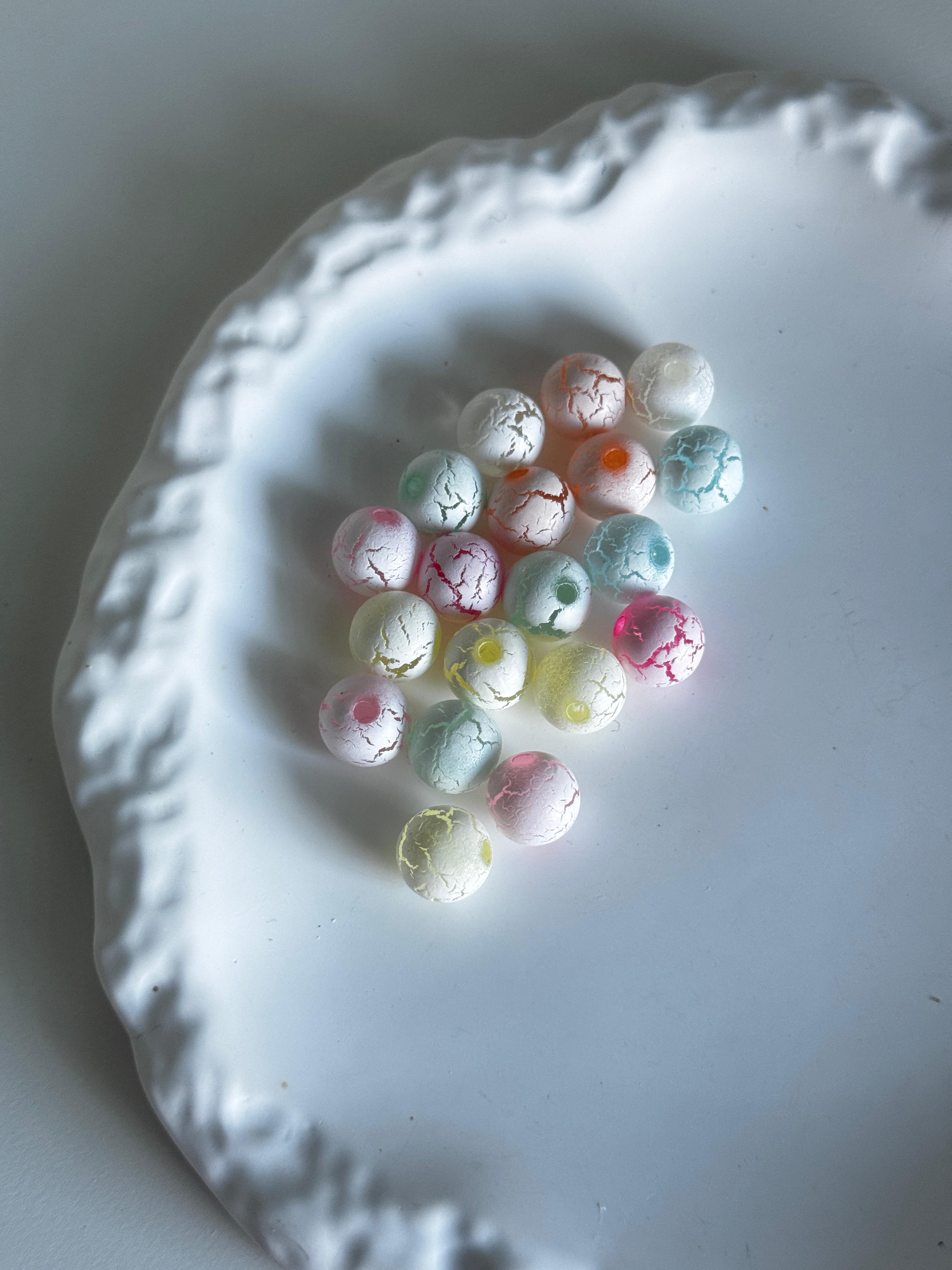 Pastel Crackle Acrylic Beads