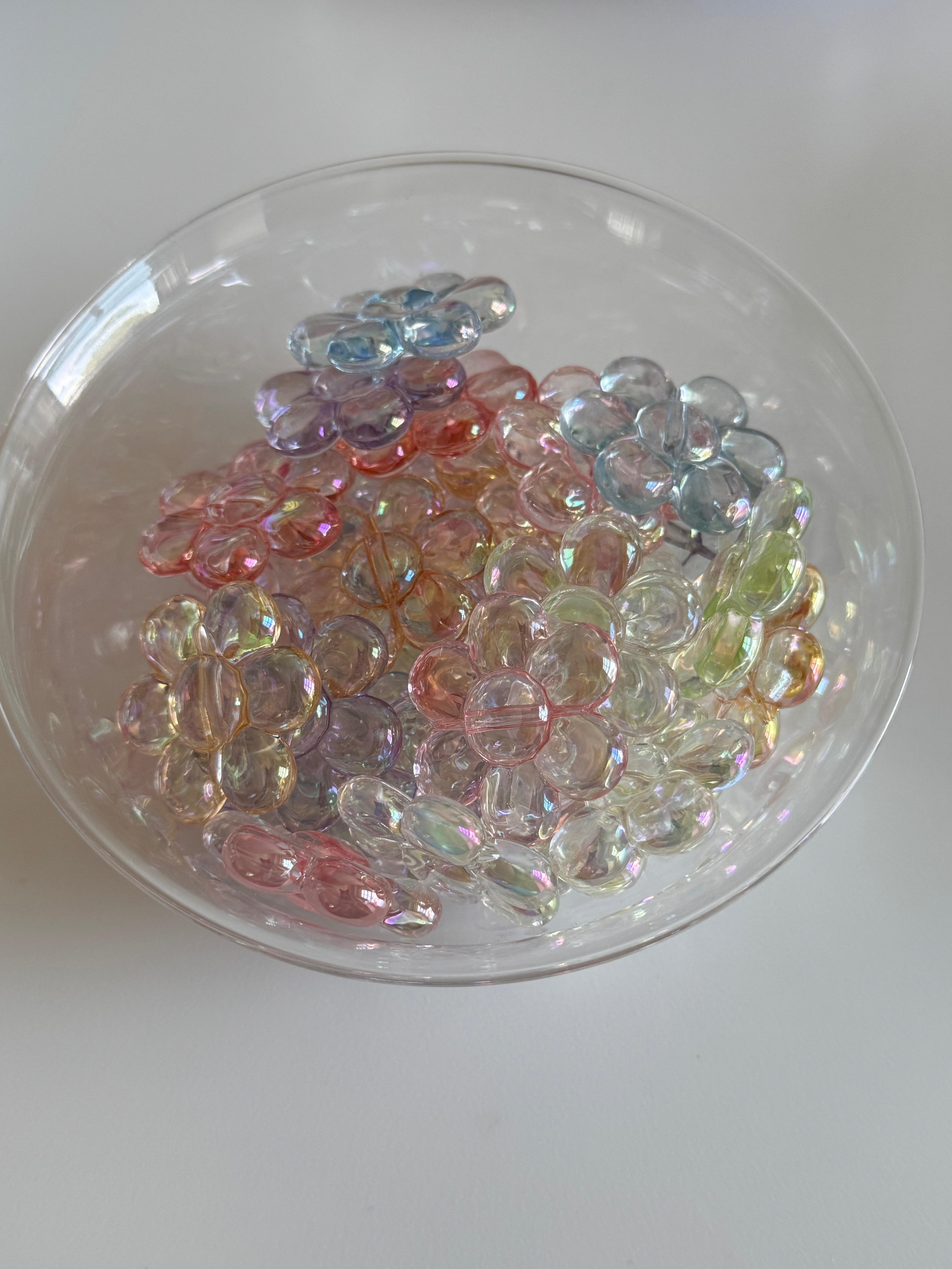 Iridescent Flower Acrylic Beads.