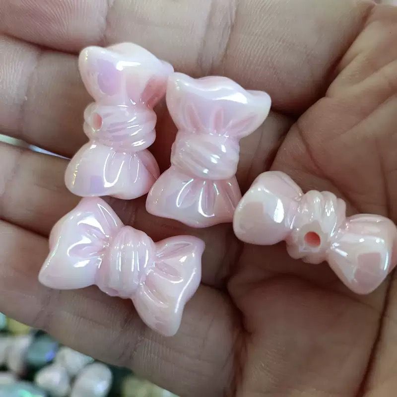 Pink Bow Acrylic Beads