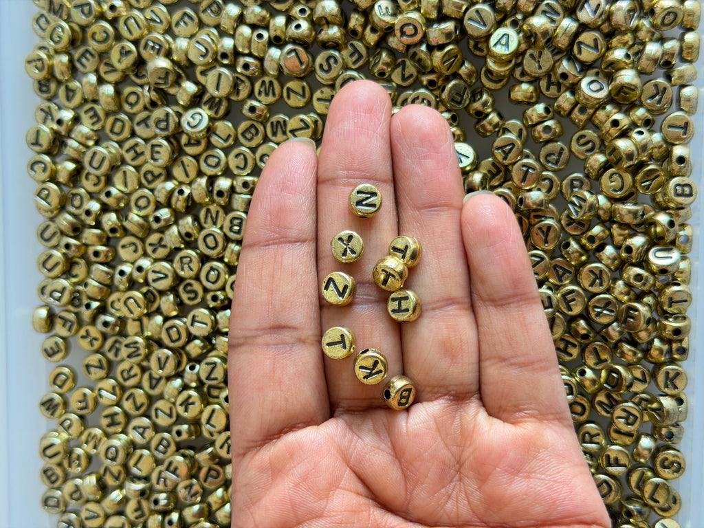 Vintage Gold Letter Beads