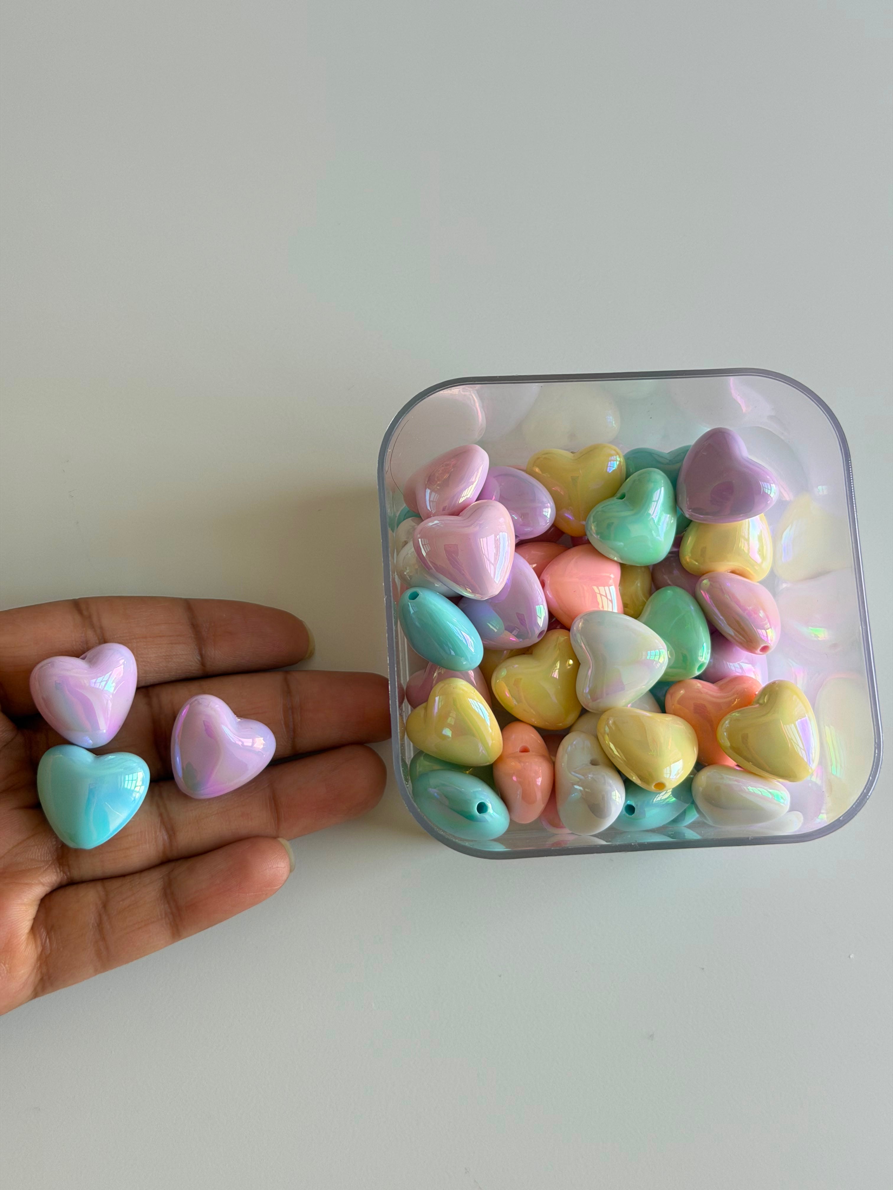 Pastel Puffy Heart Beads