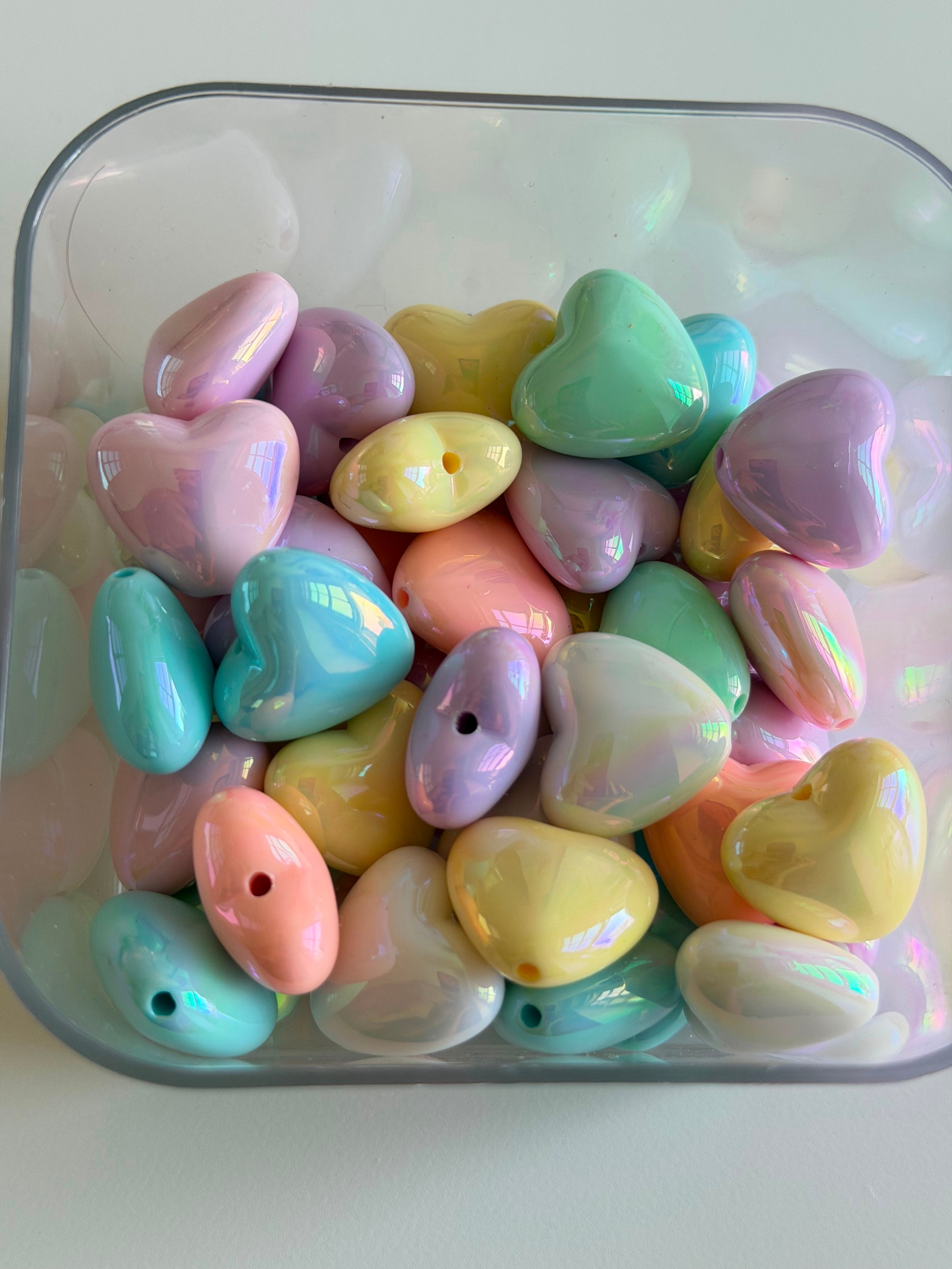 Pastel Puffy Heart Beads
