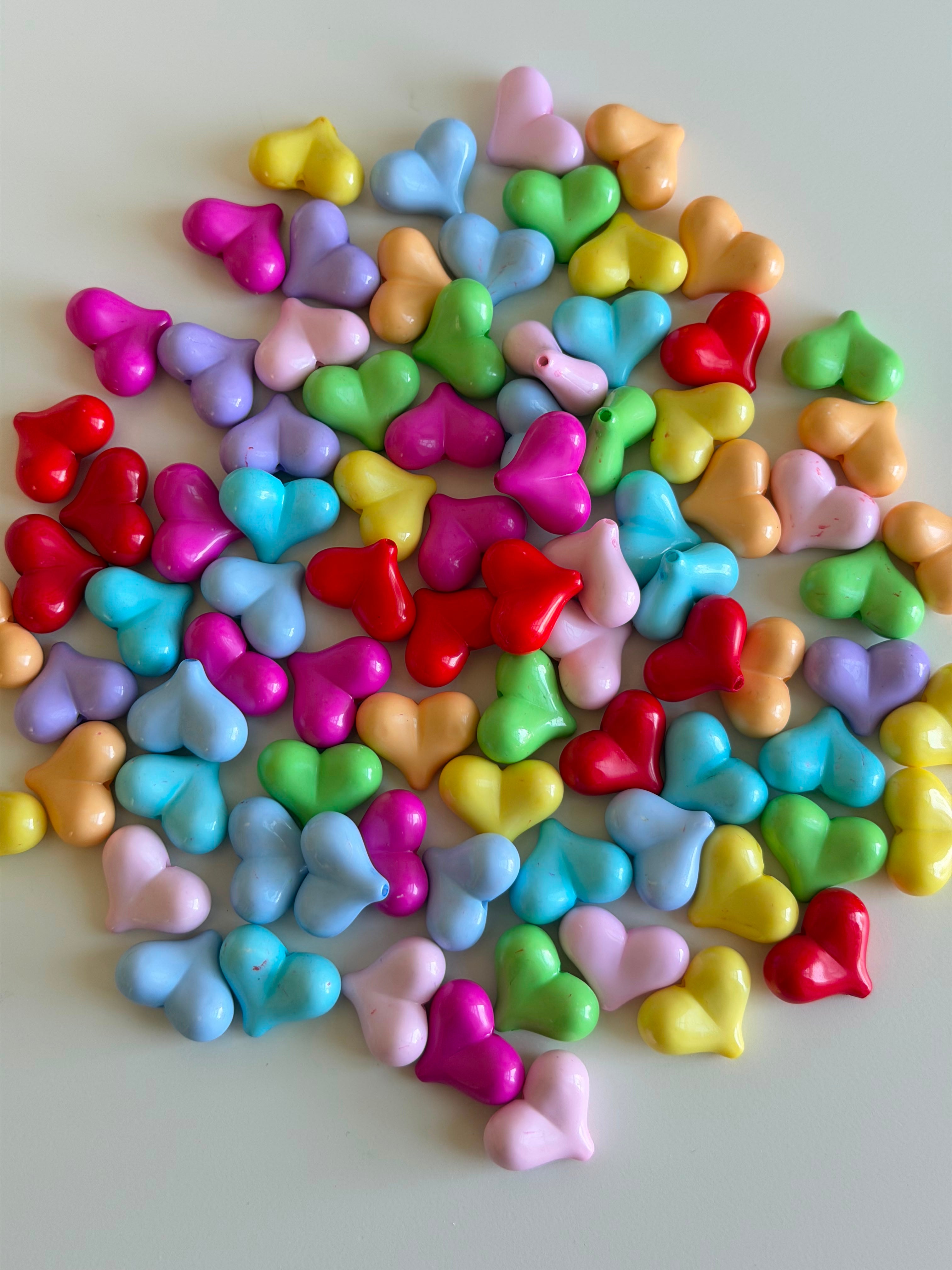 Colorful Puffy Heart Beads