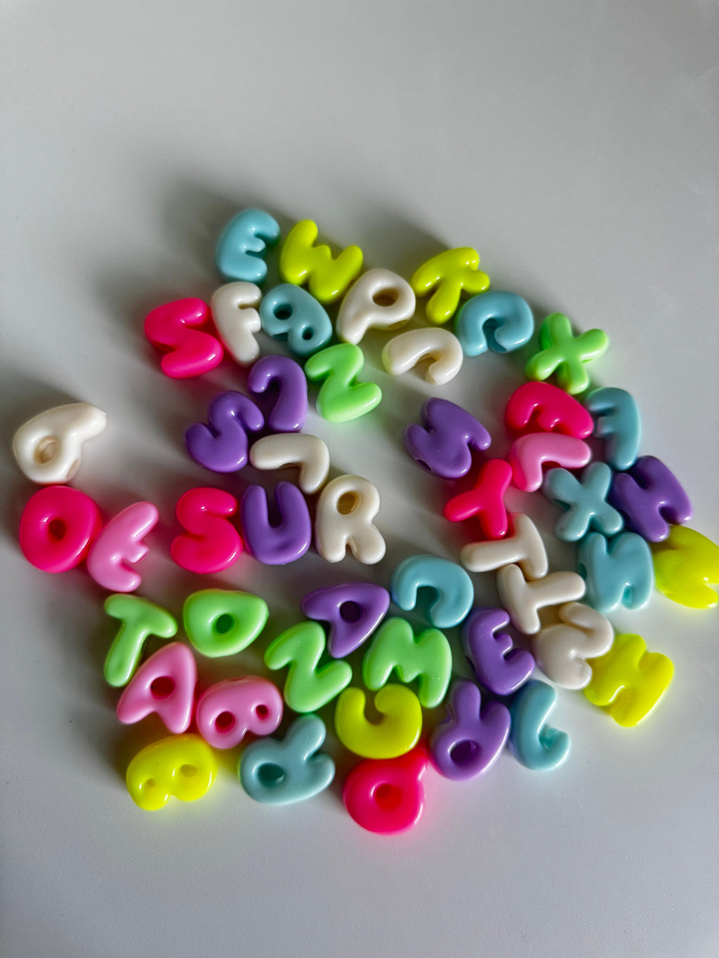 Pastel Alphabets Acrylic Beads.