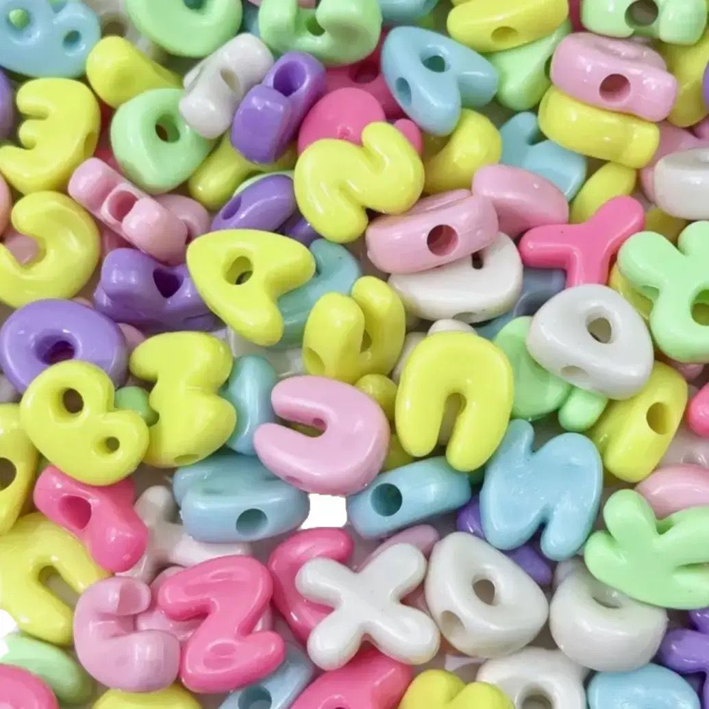 Pastel Alphabets Acrylic Beads.