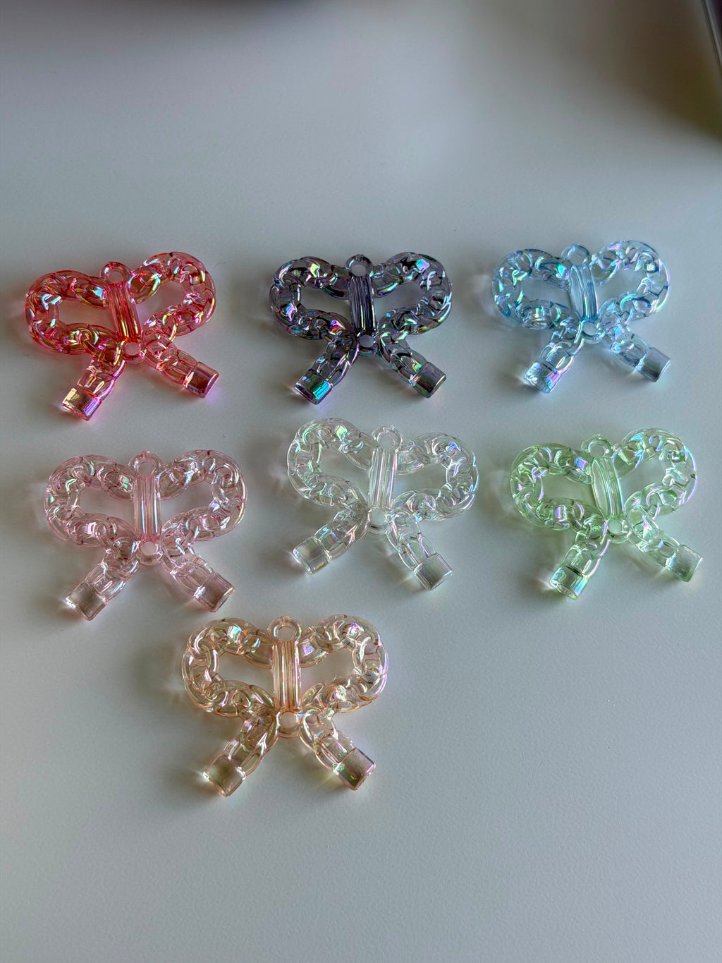Iridescent Bow Charm Beads