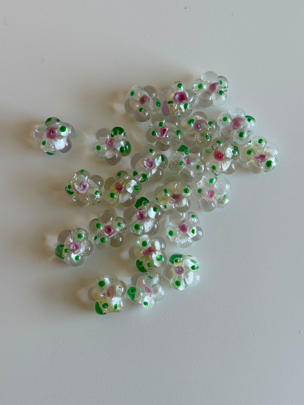 Clear Floral Glass Beads