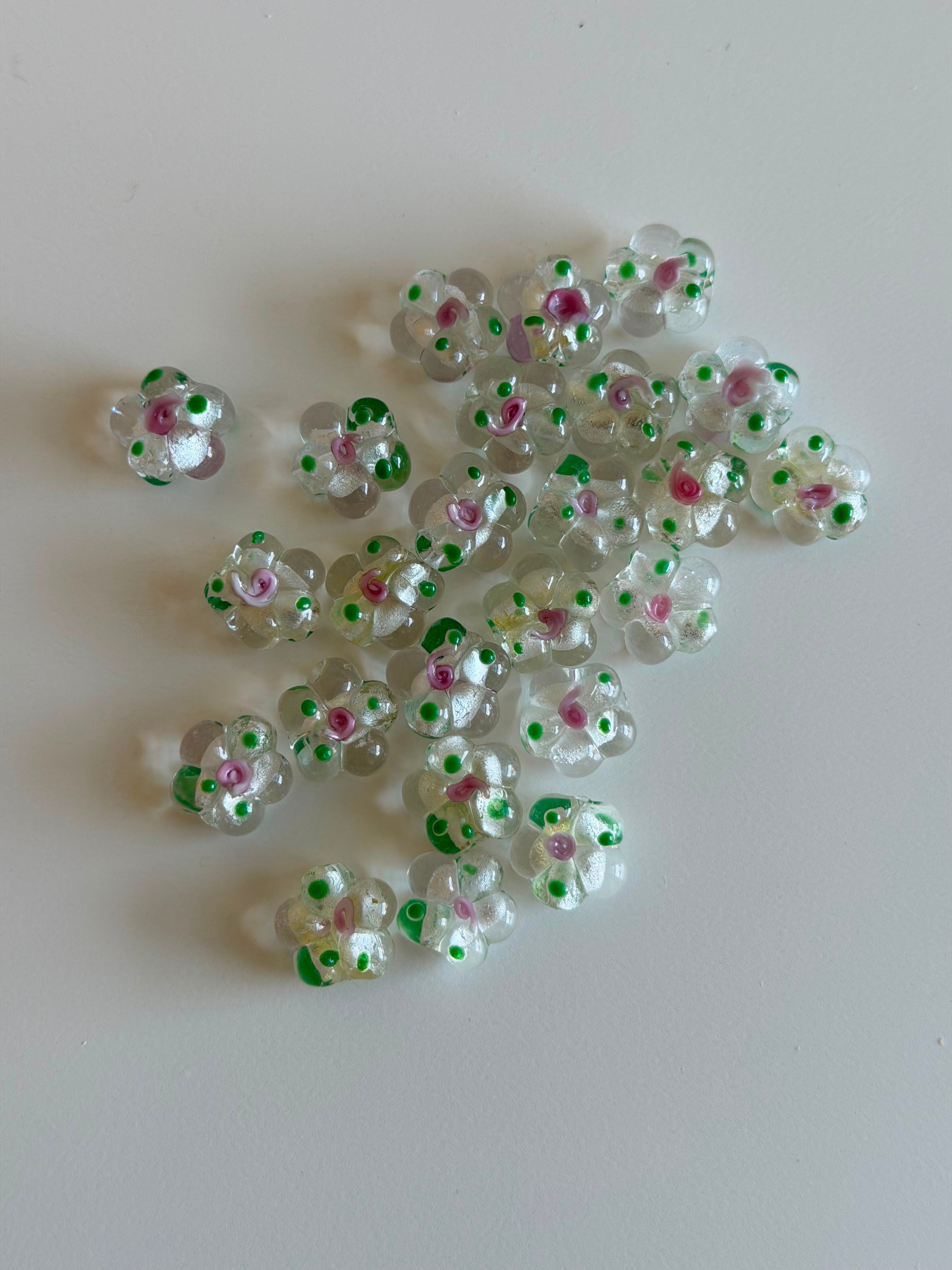 Clear Floral Glass Beads