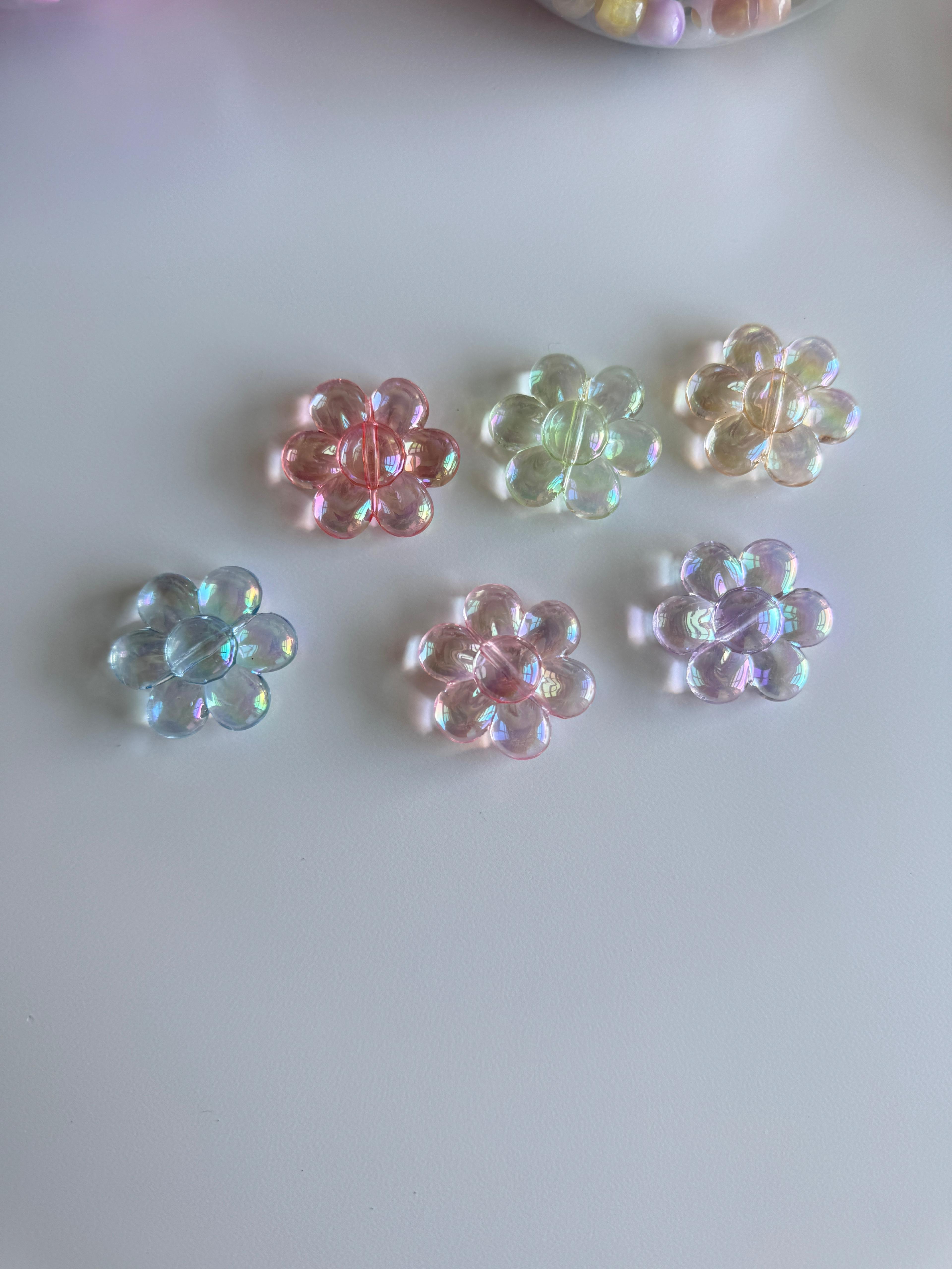 Iridescent Flower Acrylic Beads.