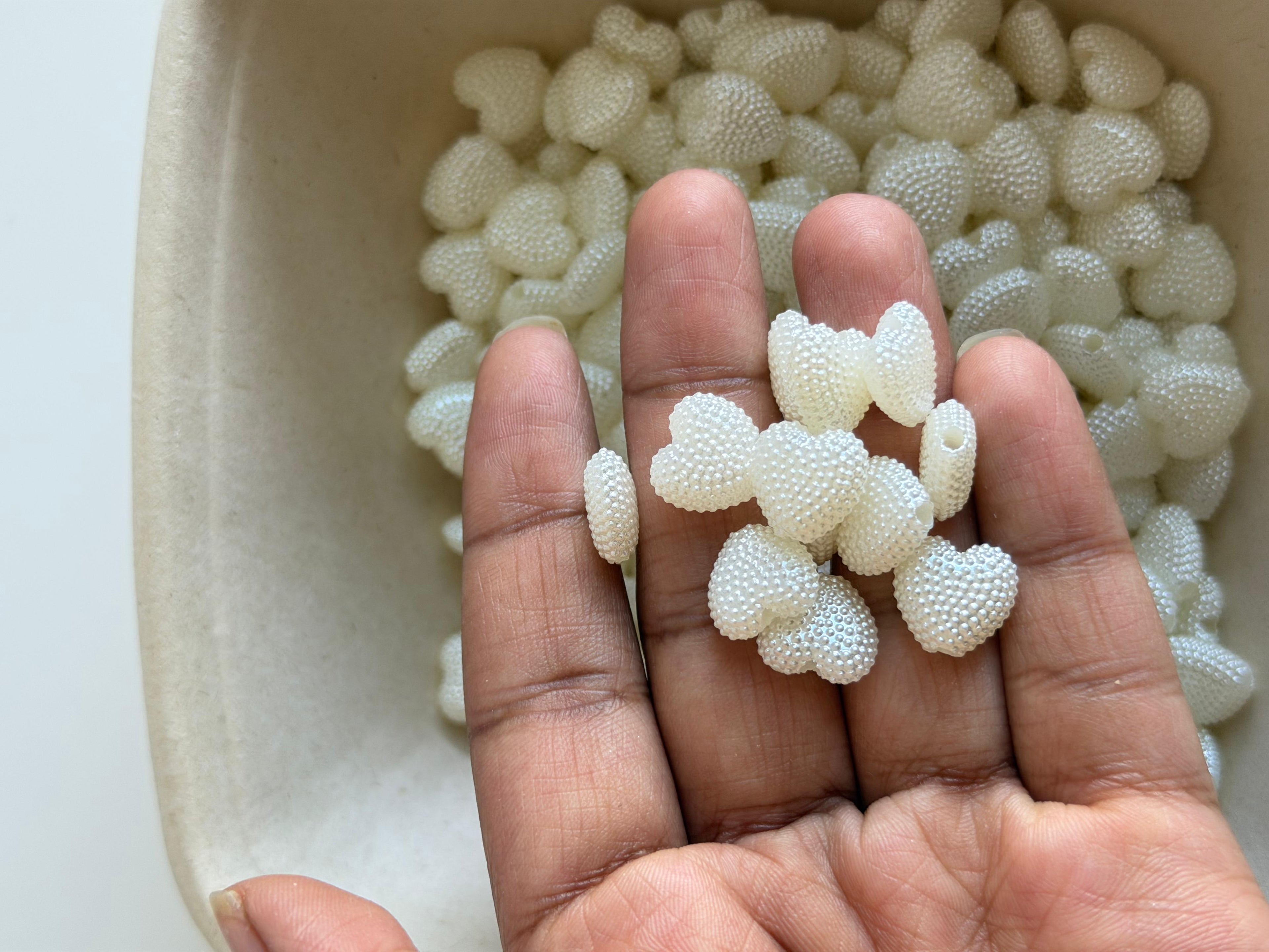 Pearl Heart Beads-Ivory white