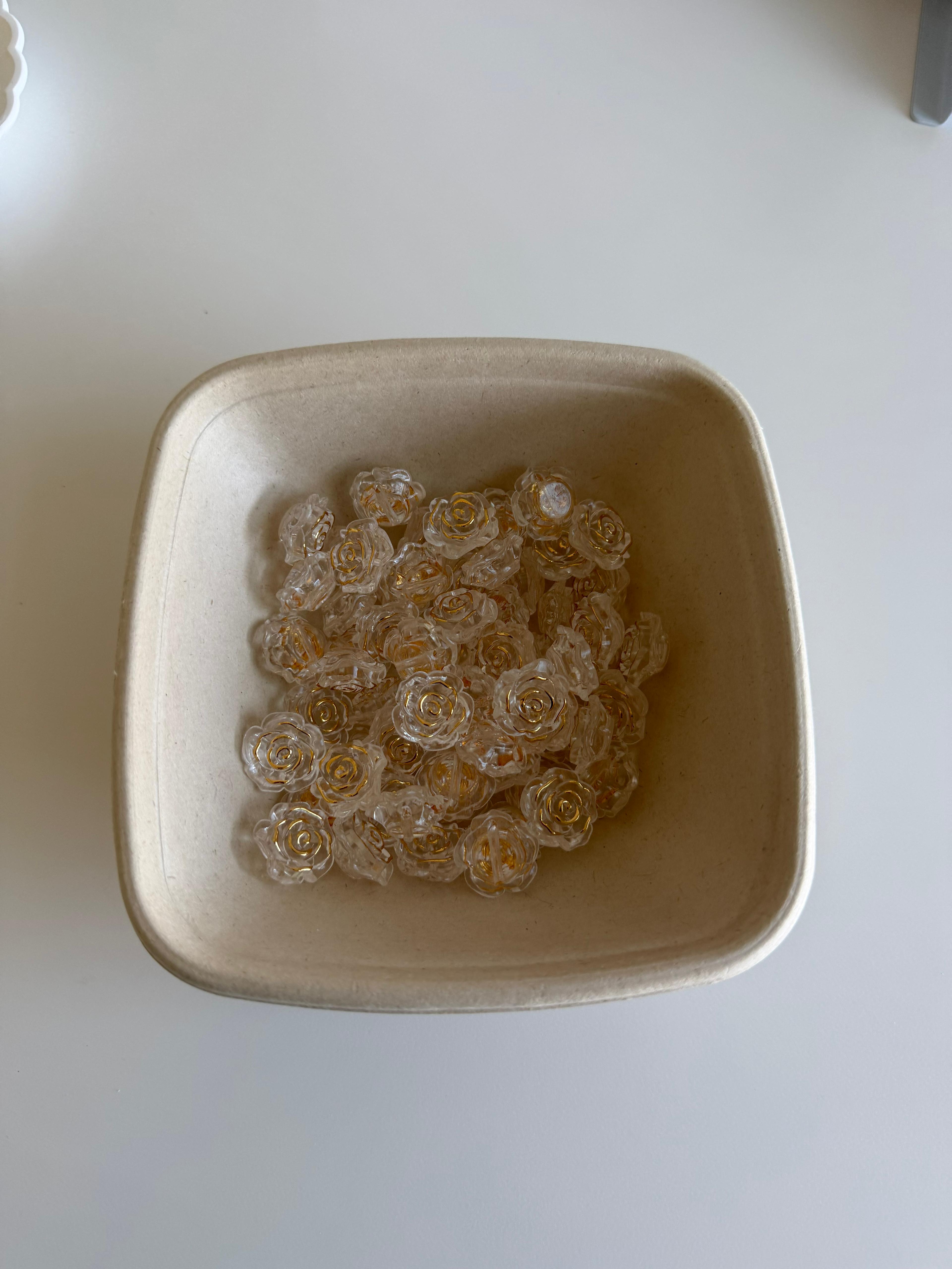 Clear Gold Rose Beads