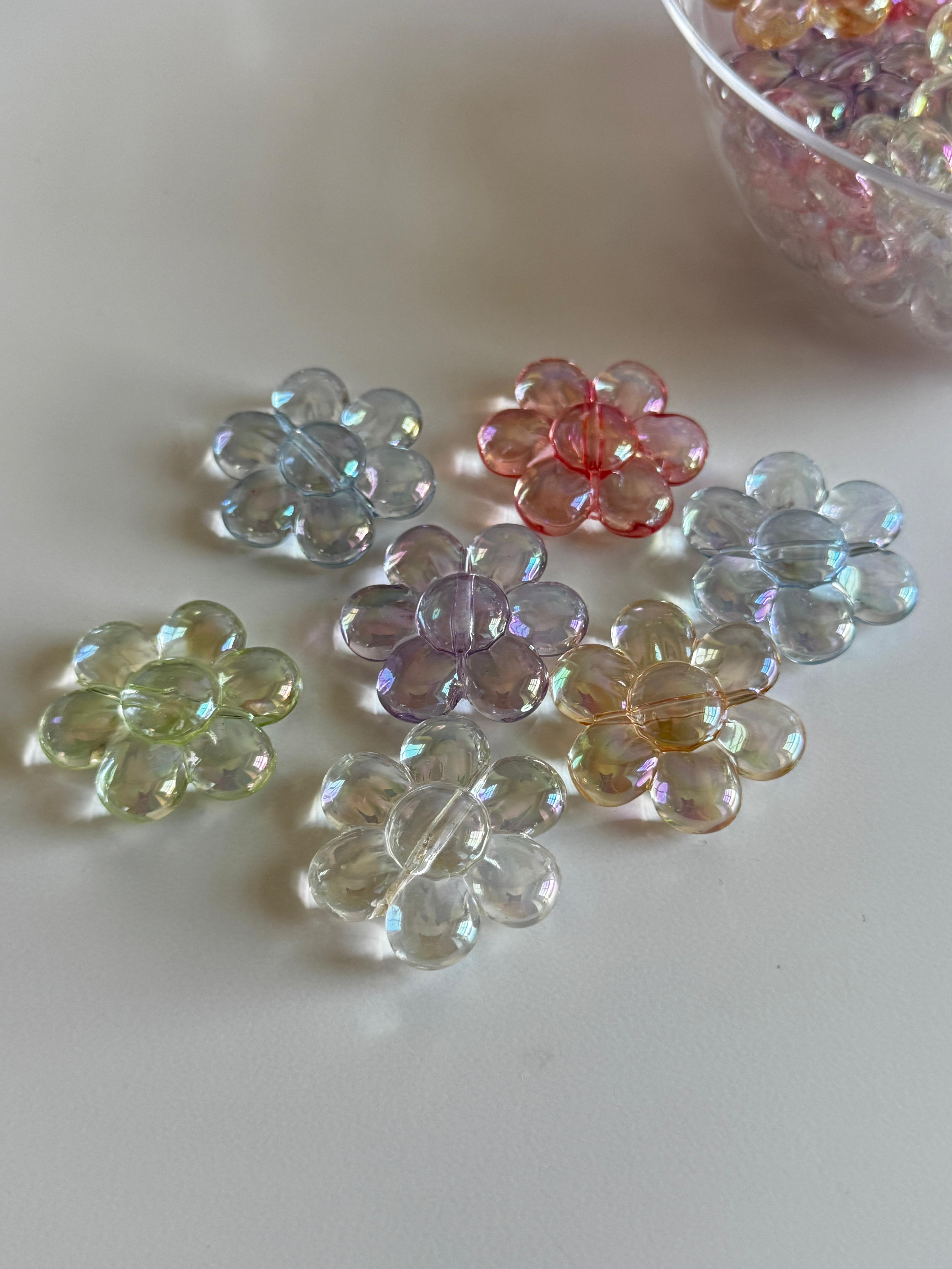 Iridescent Flower Acrylic Beads.